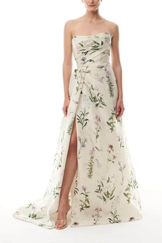 Floral Gazar Draped Gown sold by Monique Lhuillier