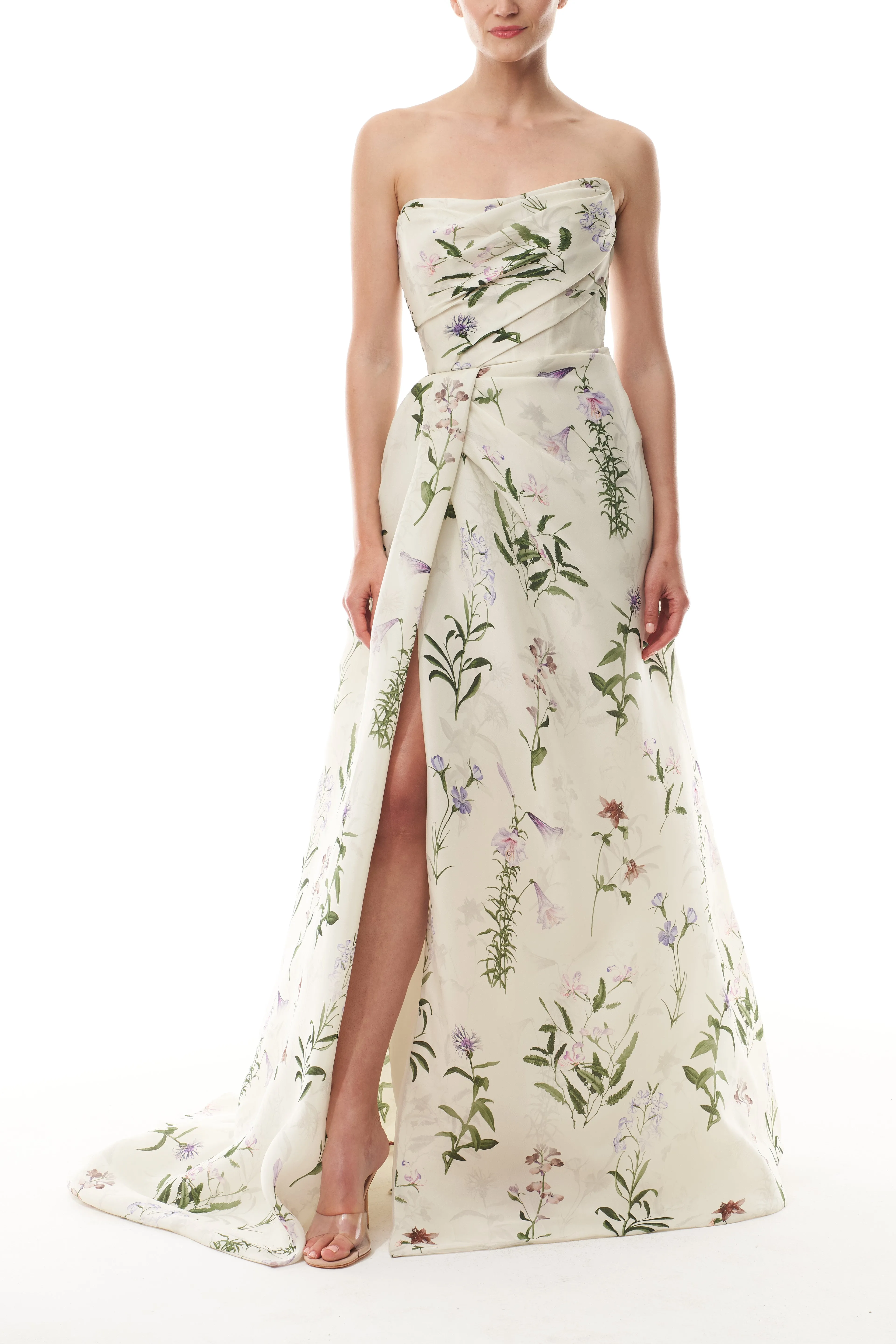 Floral Gazar Draped Gown sold by Monique Lhuillier