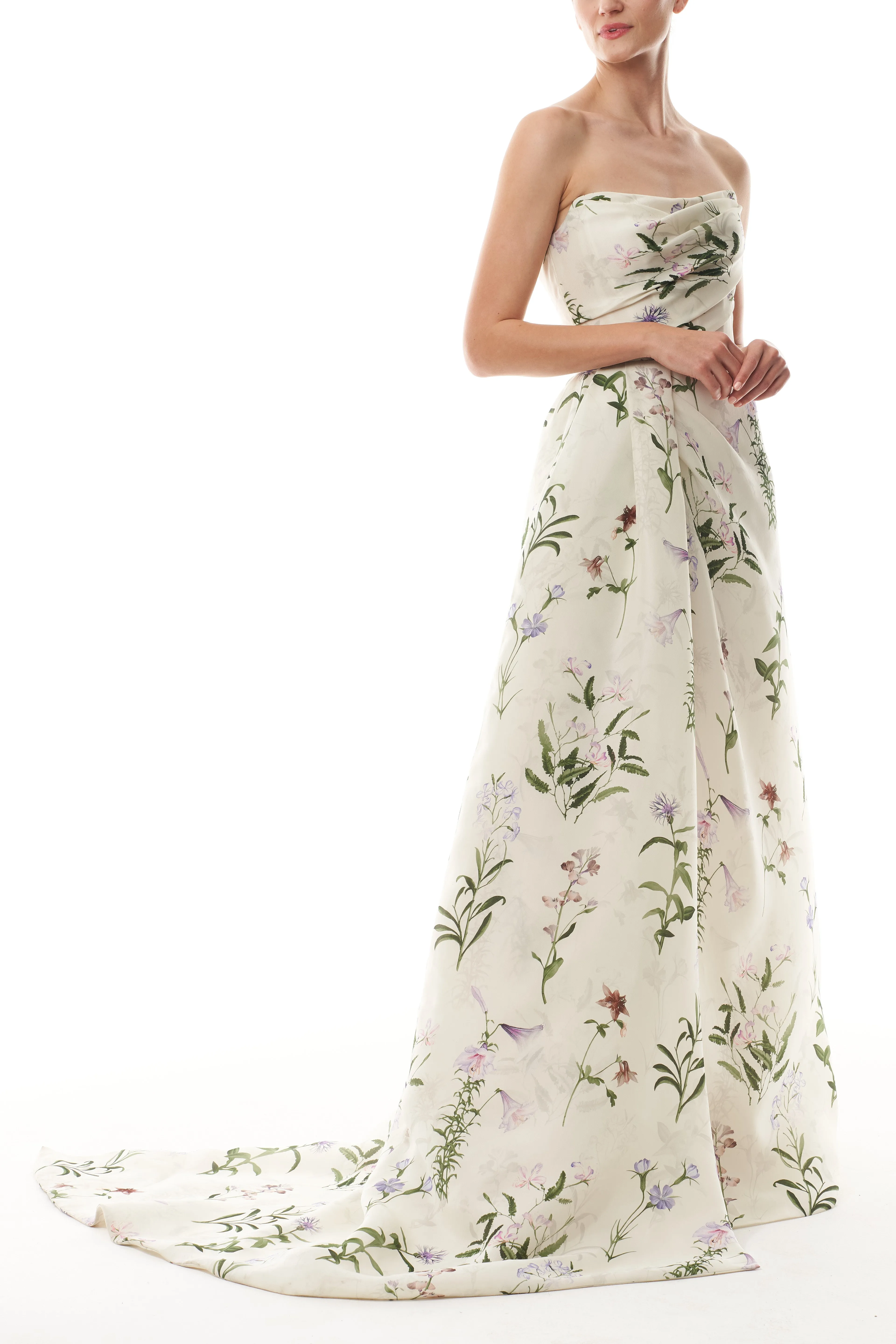 Floral Gazar Draped Gown sold by Monique Lhuillier product image thumbnail 5