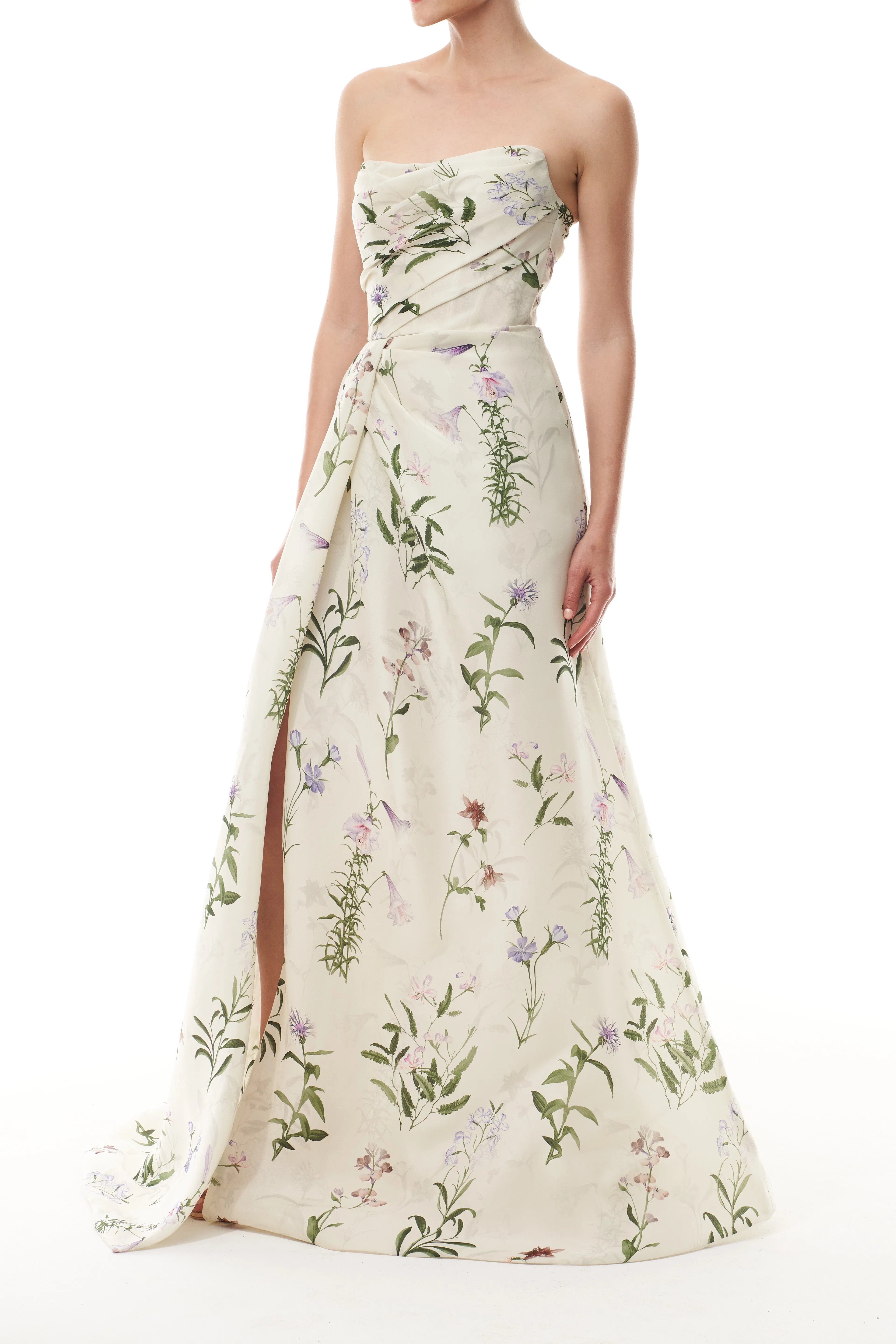 Floral Gazar Draped Gown sold by Monique Lhuillier product image thumbnail 3
