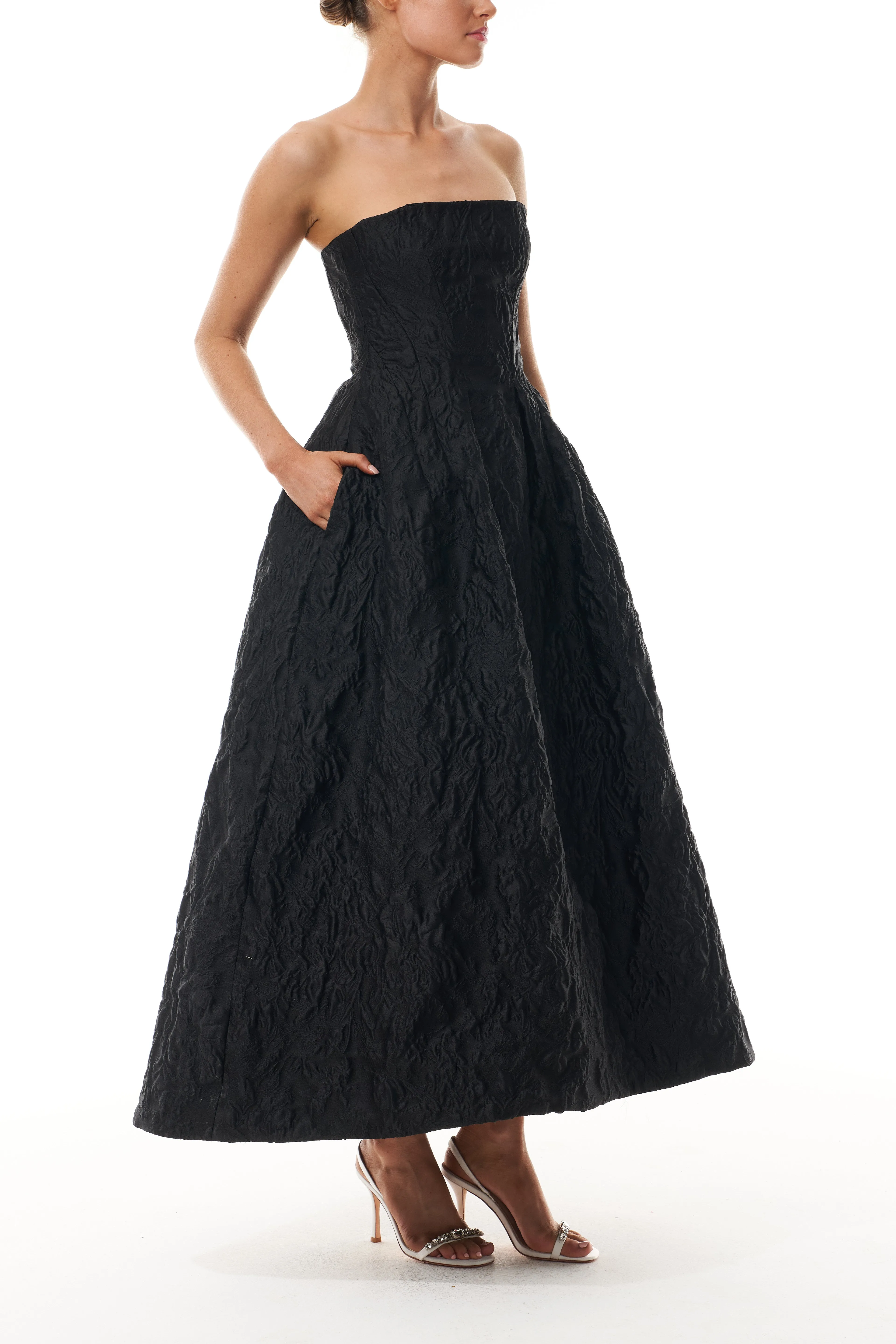 Noir Floral Jacquard Dress sold by Monique Lhuillier product image thumbnail 5