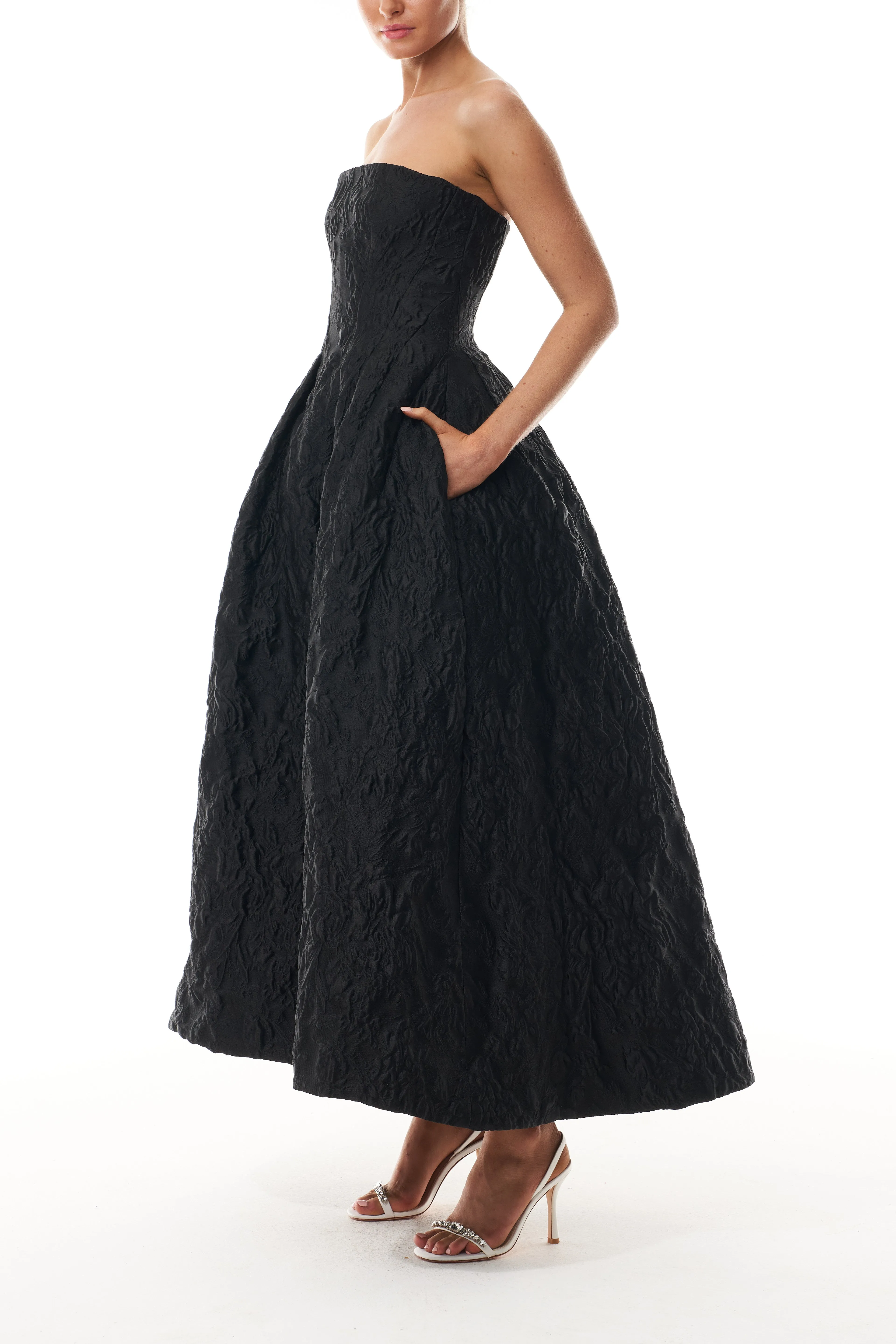 Noir Floral Jacquard Dress sold by Monique Lhuillier product image thumbnail 3