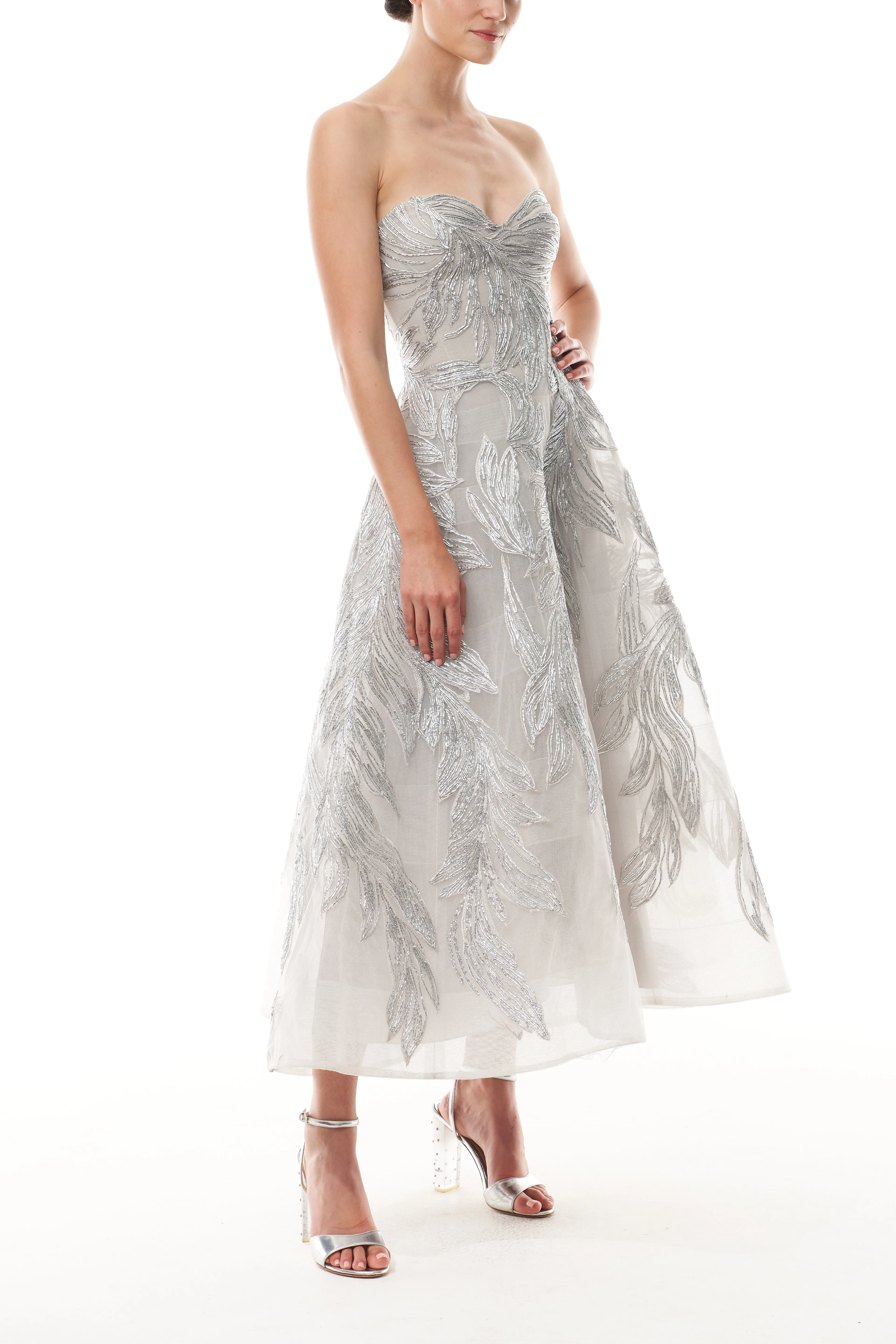 Silver Feather Cocktail Dress sold by Monique Lhuillier product image thumbnail 3