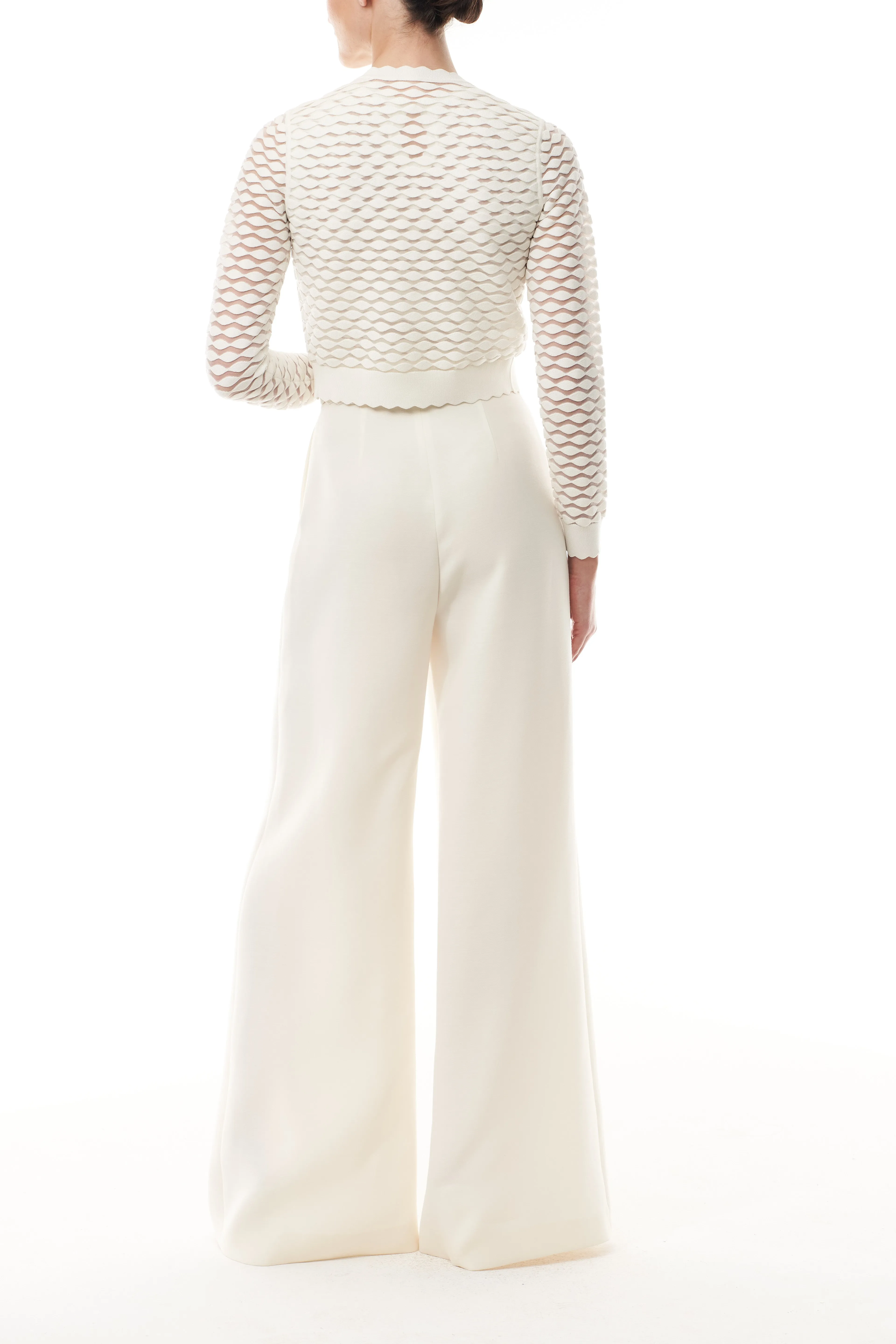 Ivory Scallop Knit Cardigan sold by Monique Lhuillier product image thumbnail 5