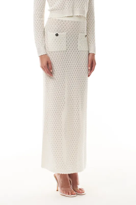 Lace Knit Midi Skirt sold by Monique Lhuillier