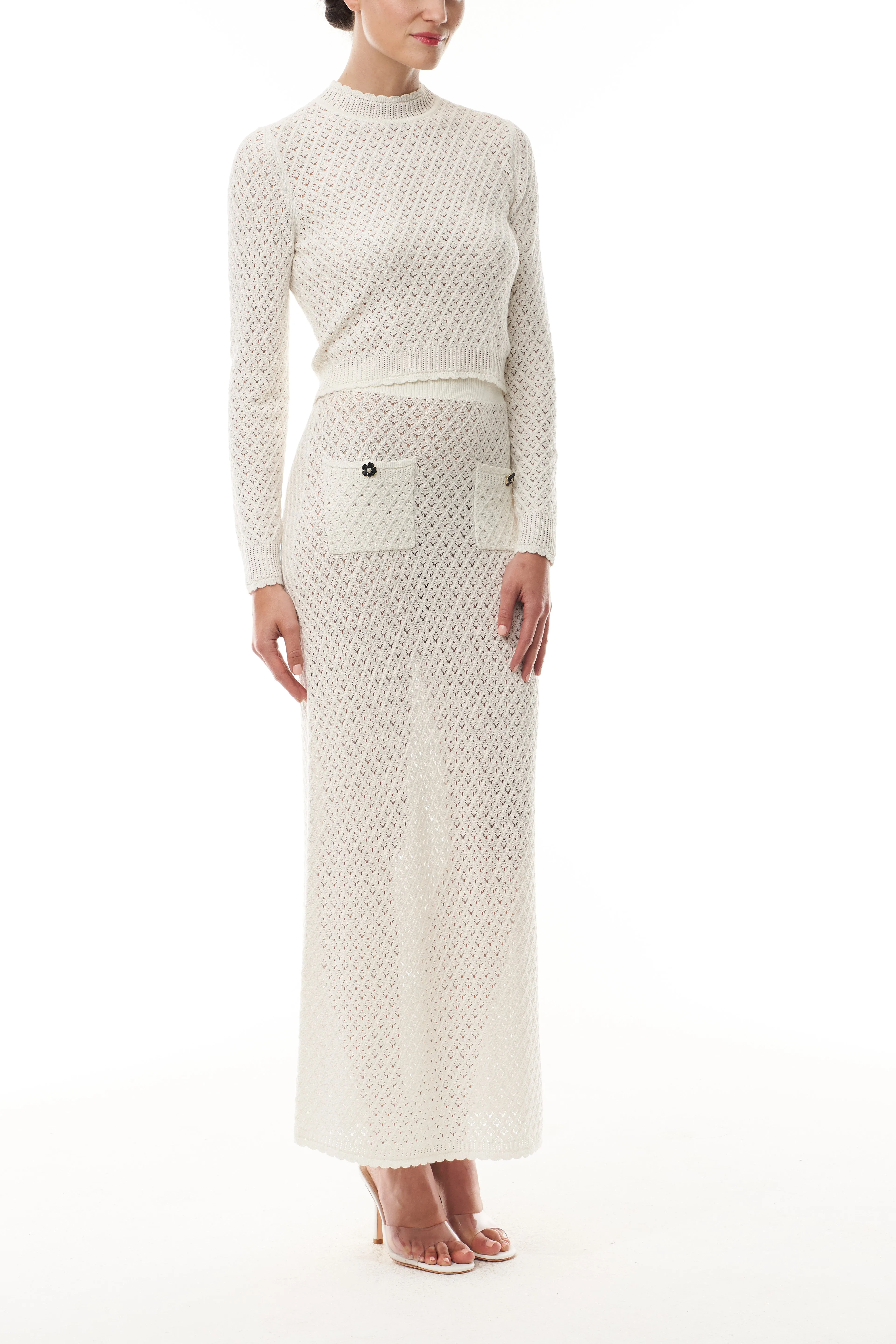 Lace Knit Mock Neck Top sold by Monique Lhuillier product image thumbnail 4