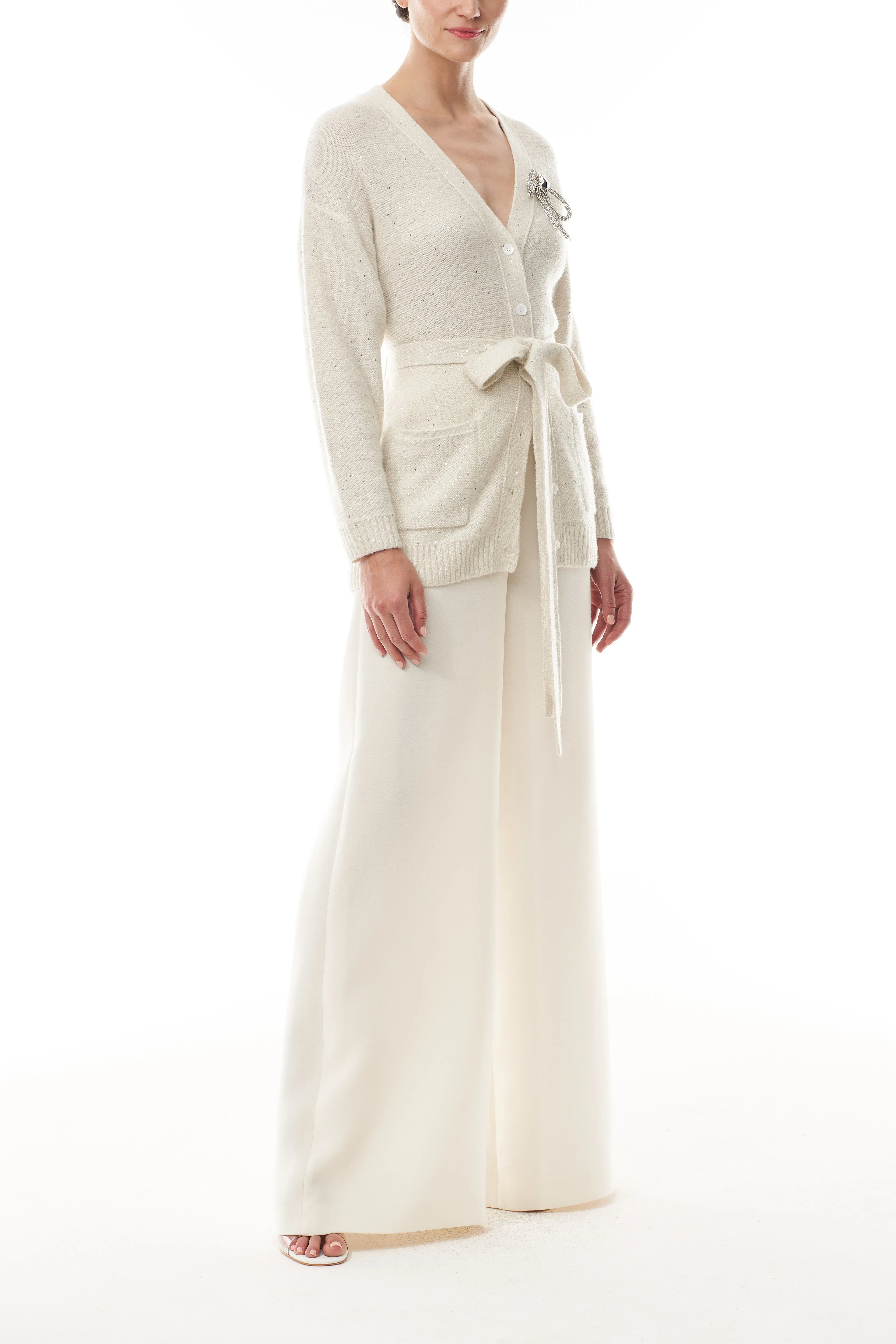 Sparkle Cardigan With Bow Brooch sold by Monique Lhuillier product image thumbnail 2