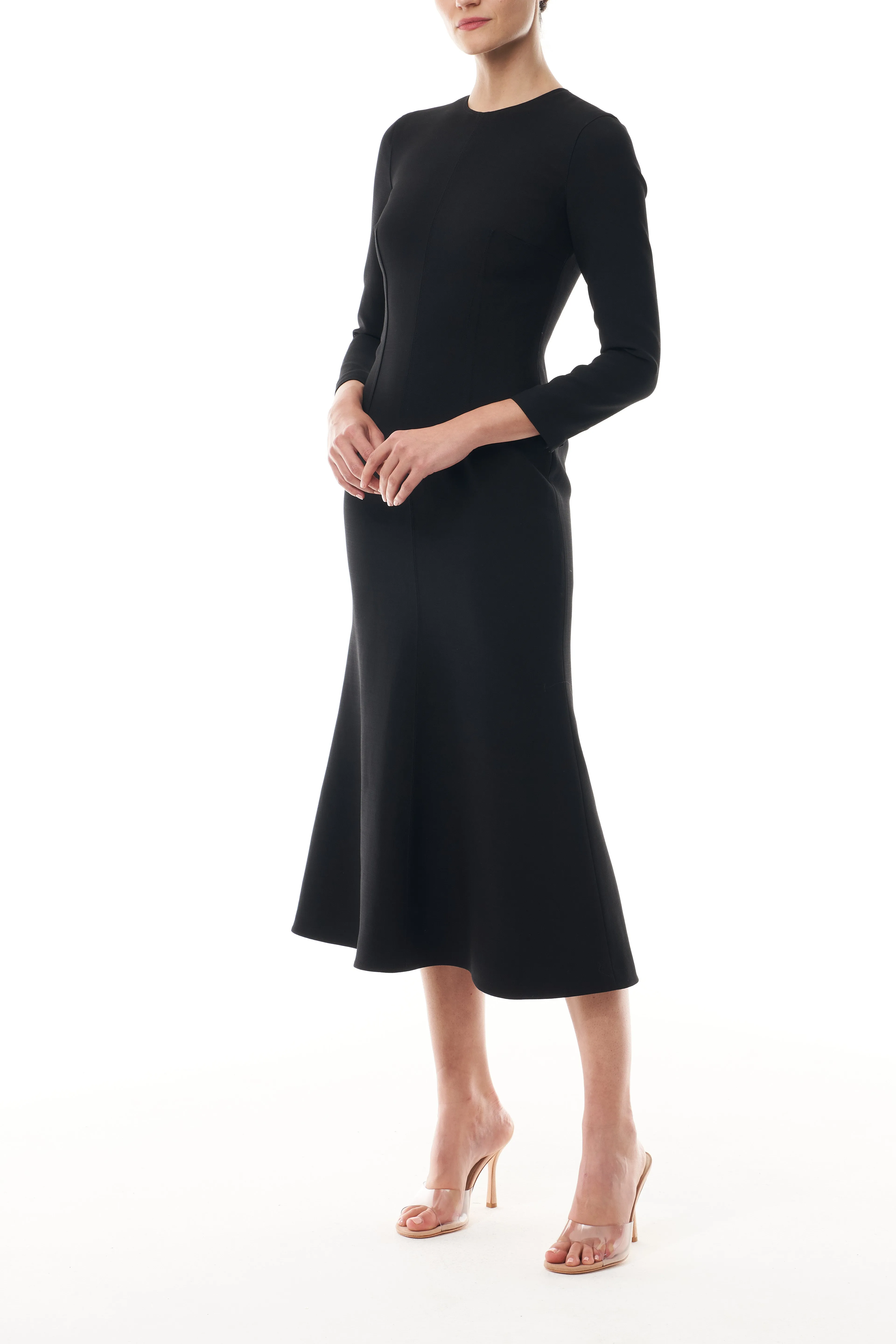 Long Sleeve Wool Midi Dress sold by Monique Lhuillier product image thumbnail 4