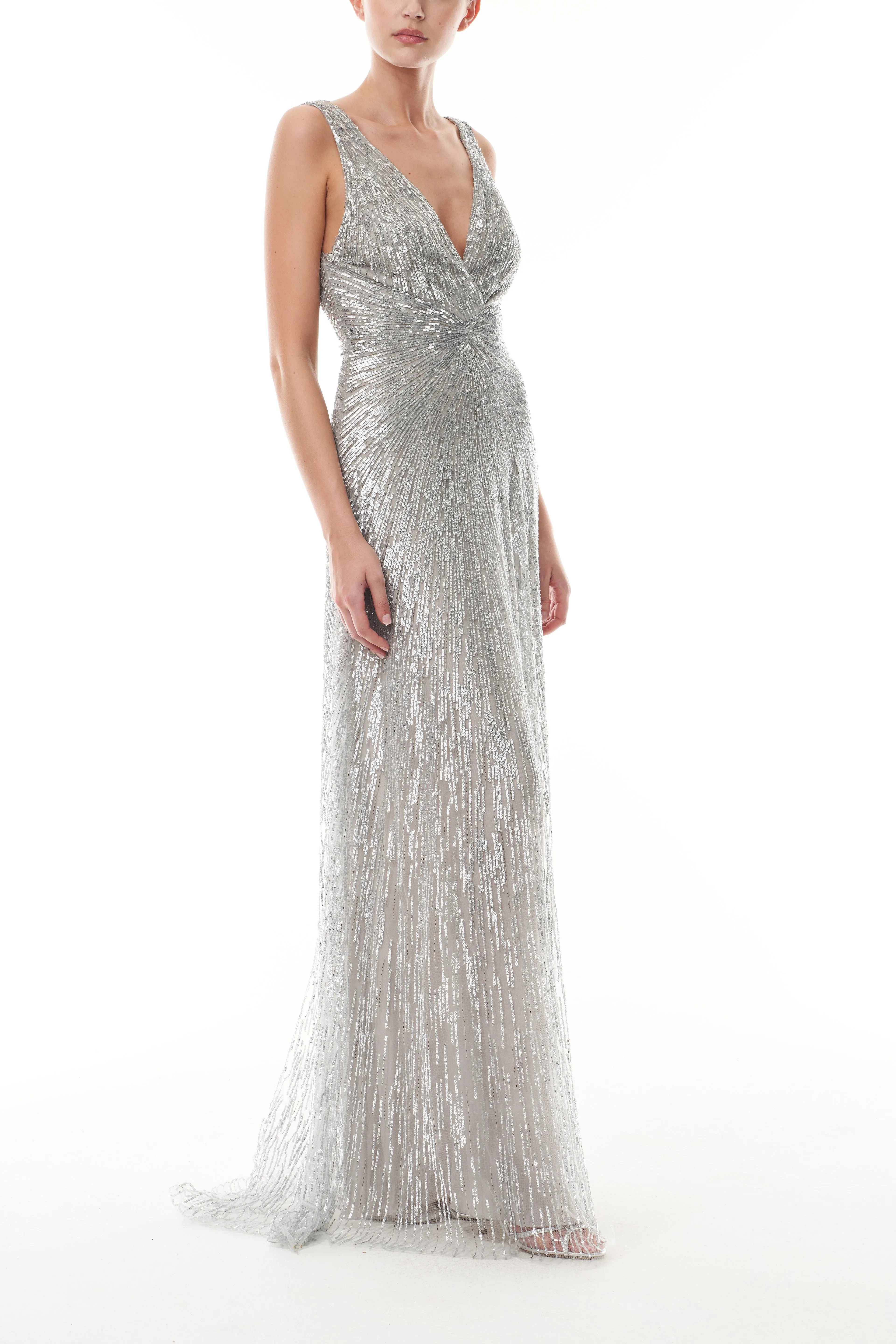 Shimmering Silver Tulle Gown sold by Monique Lhuillier product image thumbnail 5