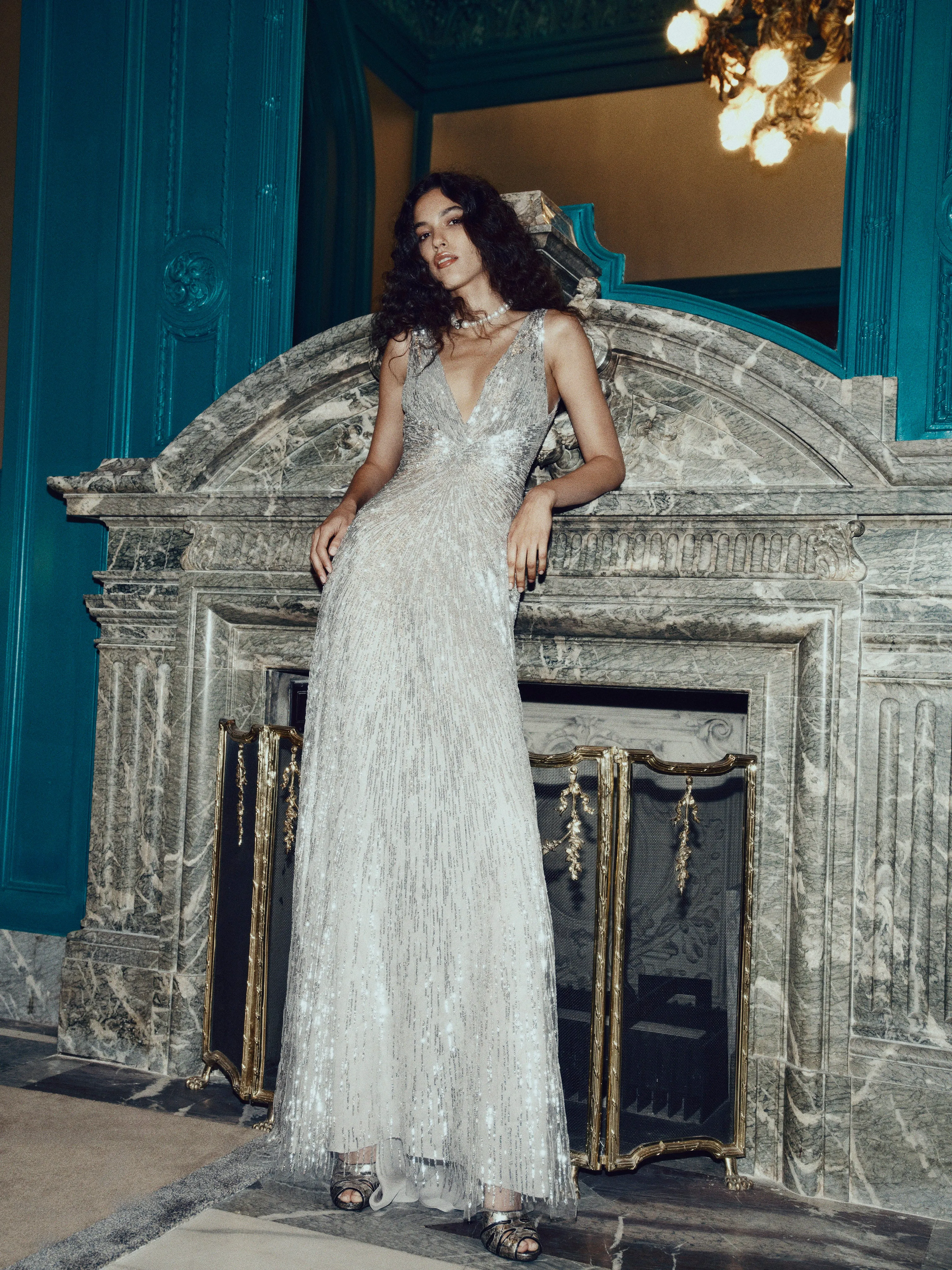 Shimmering Silver Tulle Gown sold by Monique Lhuillier product image thumbnail 2