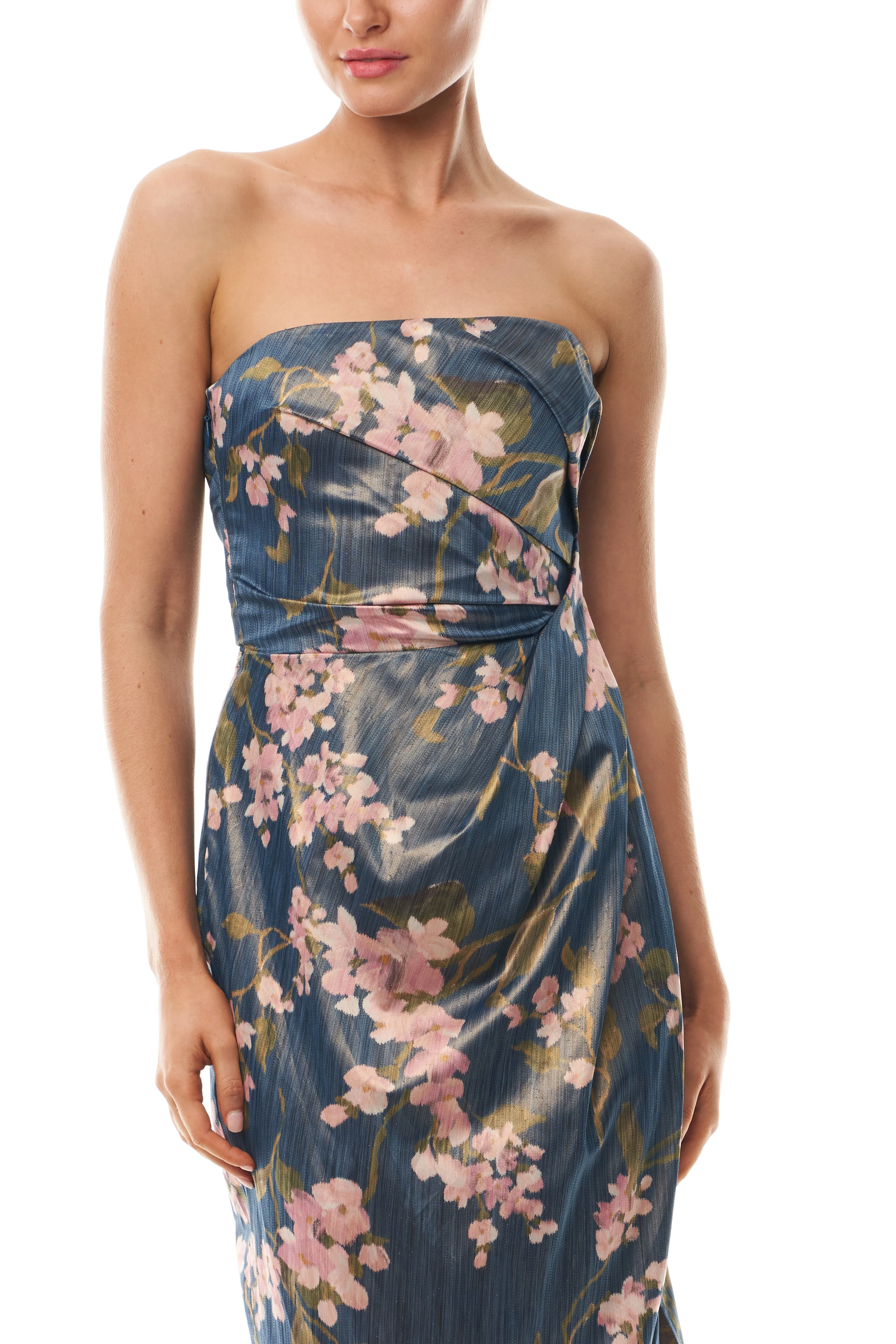 Draped Floral Strapless Column Gown sold by Monique Lhuillier product image thumbnail 2