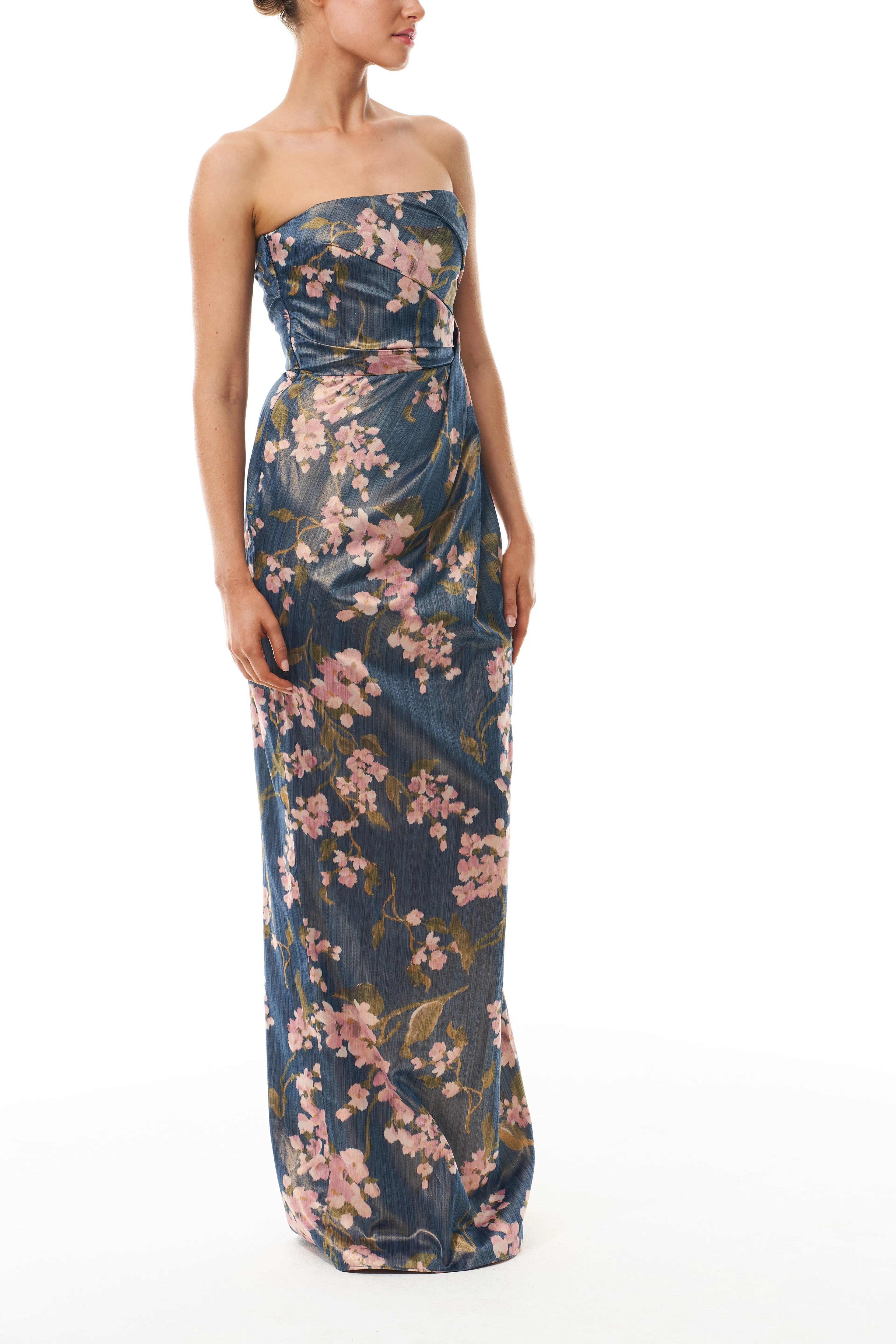 Draped Floral Strapless Column Gown sold by Monique Lhuillier product image thumbnail 4
