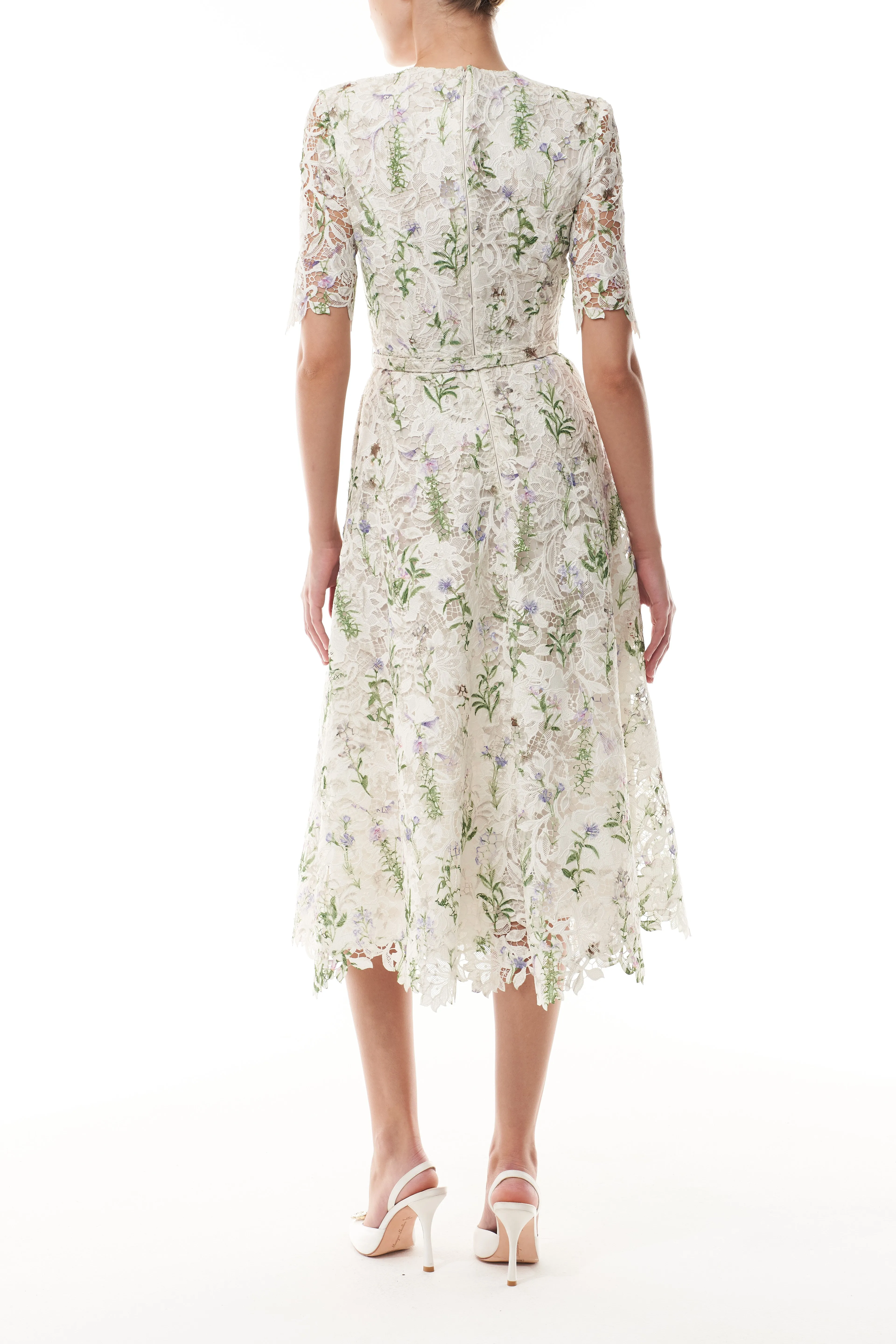 Short Sleeve Floral Day Dress sold by Monique Lhuillier product image thumbnail 5