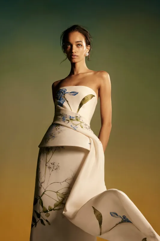 Iris Bouquet Peplum Gown made by Monique Lhuillier