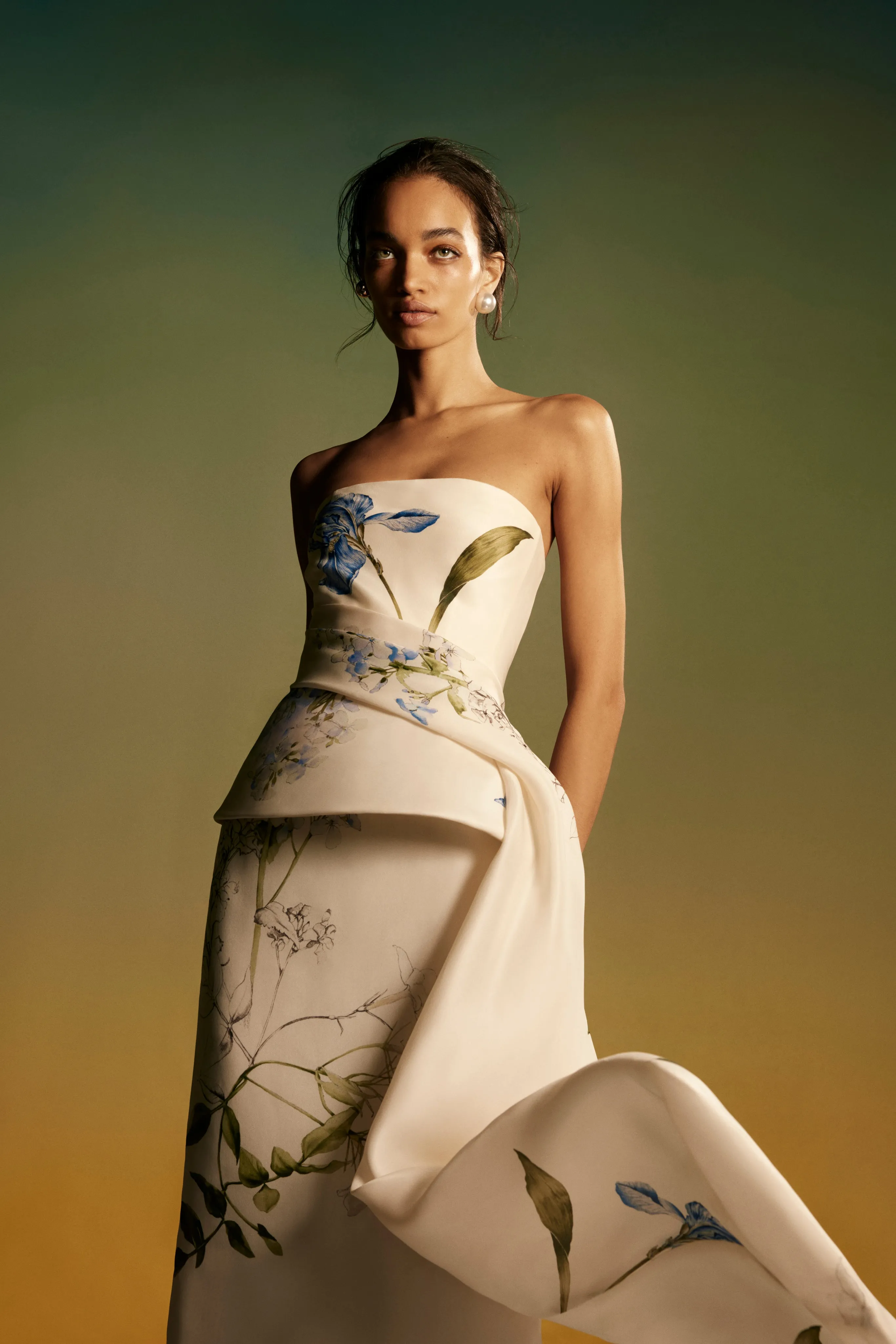 Iris Bouquet Peplum Gown sold by Monique Lhuillier