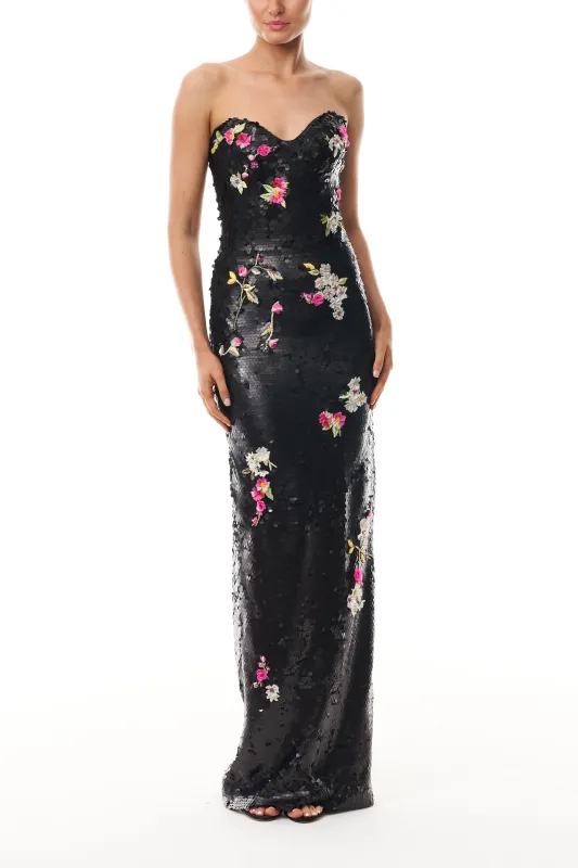 Floral Matte Sequin Column Gown sold by Monique Lhuillier