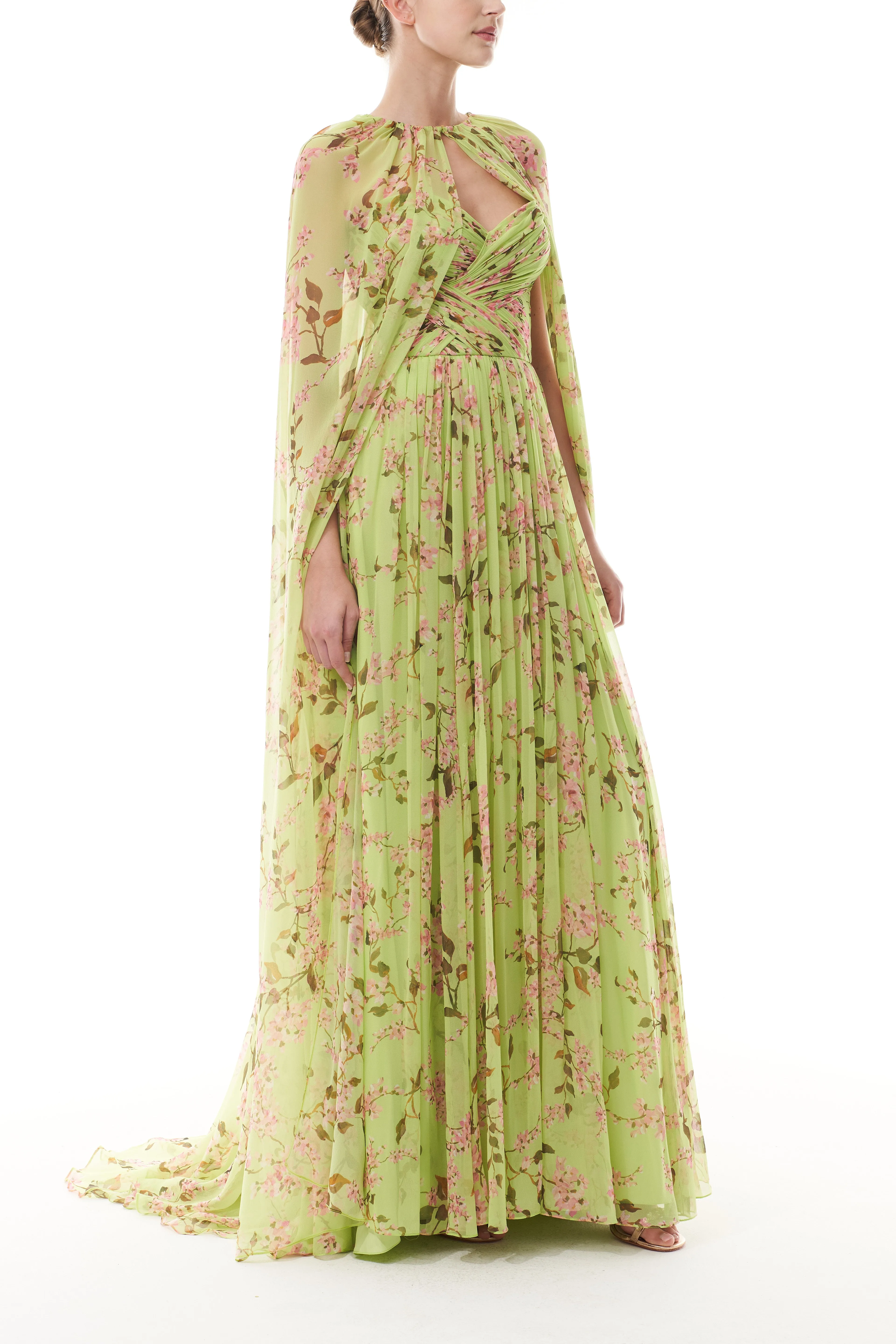 Floor Length Celadon Cape sold by Monique Lhuillier product image thumbnail 4