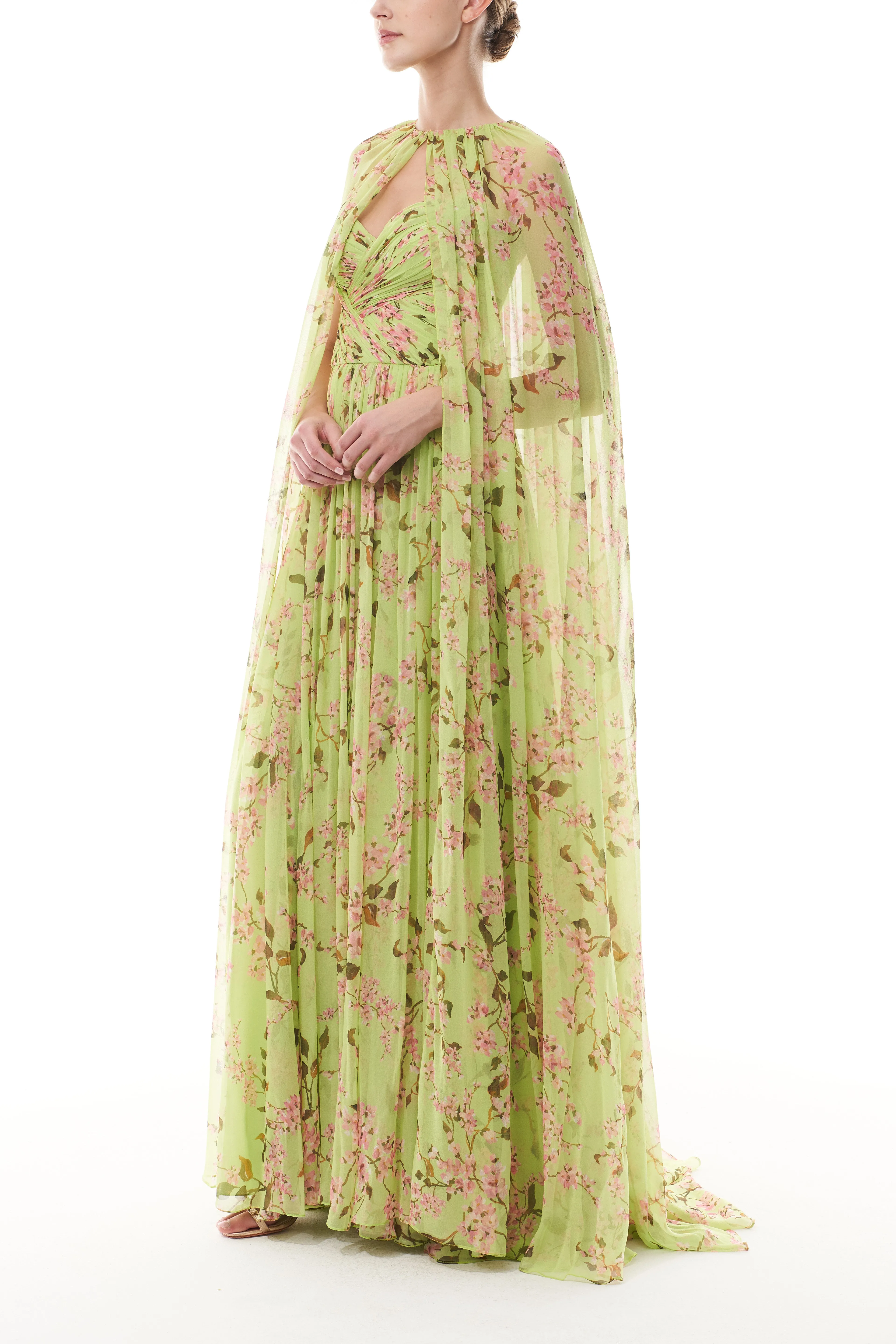 Floor Length Celadon Cape sold by Monique Lhuillier product image thumbnail 3