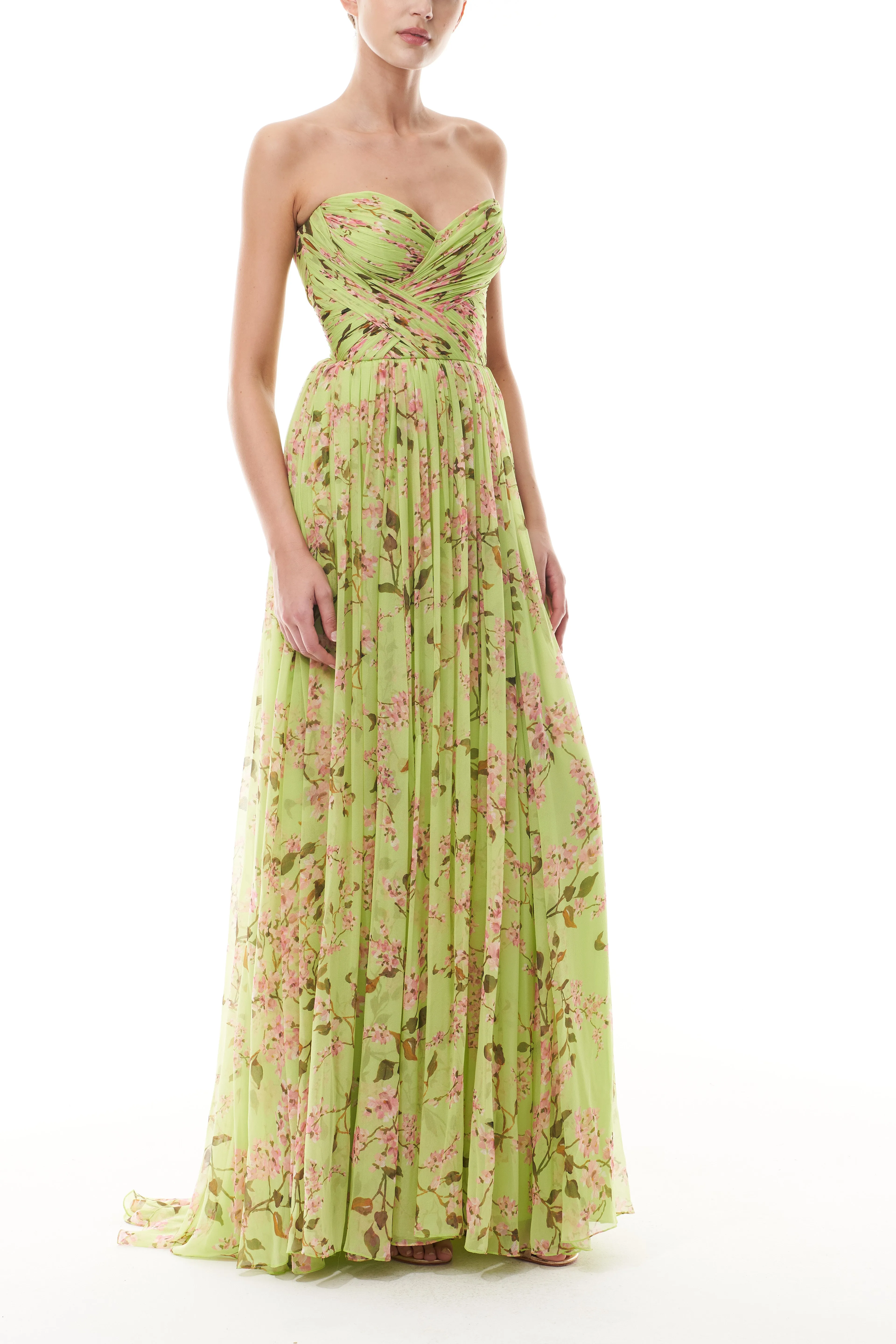 Celadon Floral Sweetheart Gown sold by Monique Lhuillier product image thumbnail 4