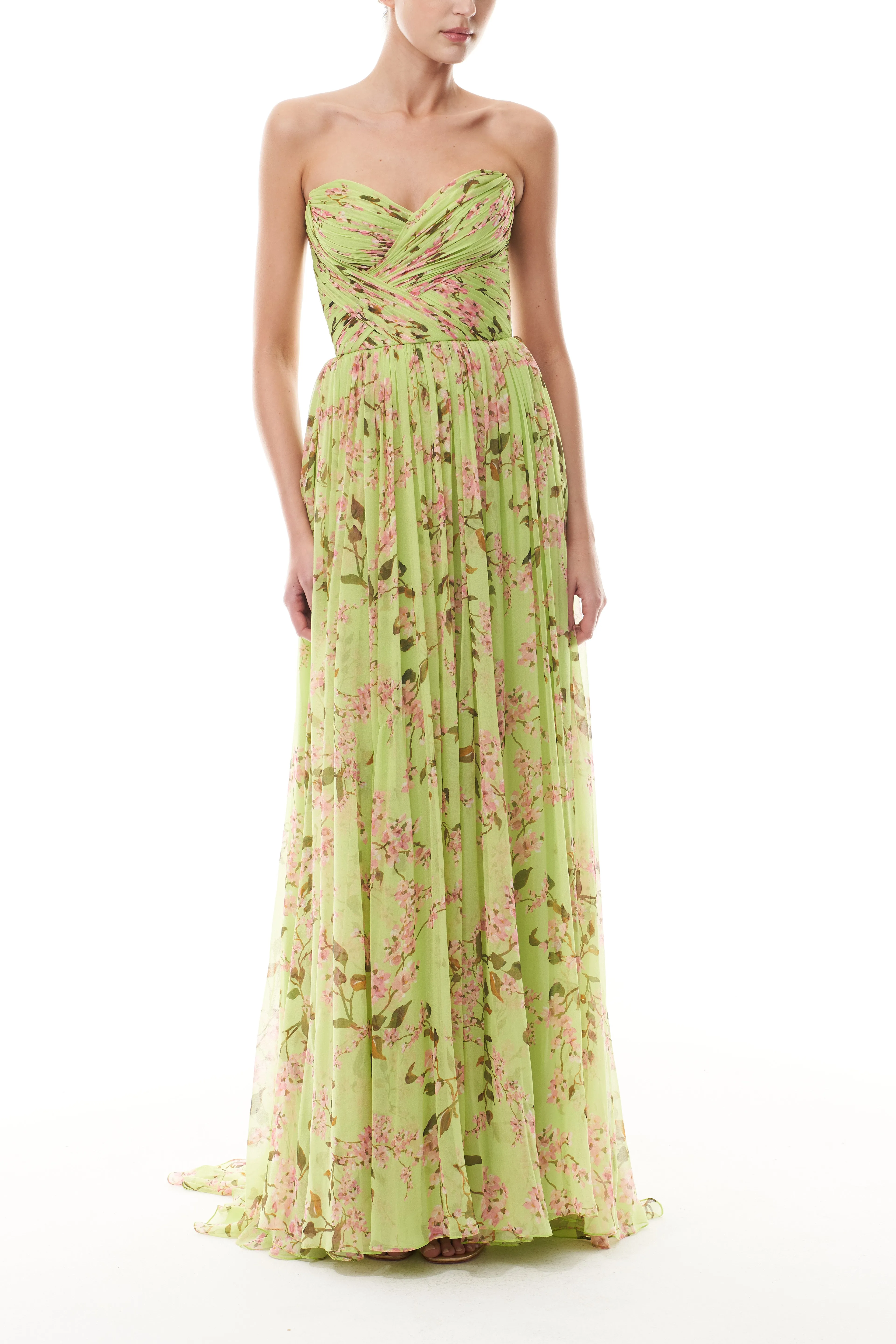 Celadon Floral Sweetheart Gown sold by Monique Lhuillier