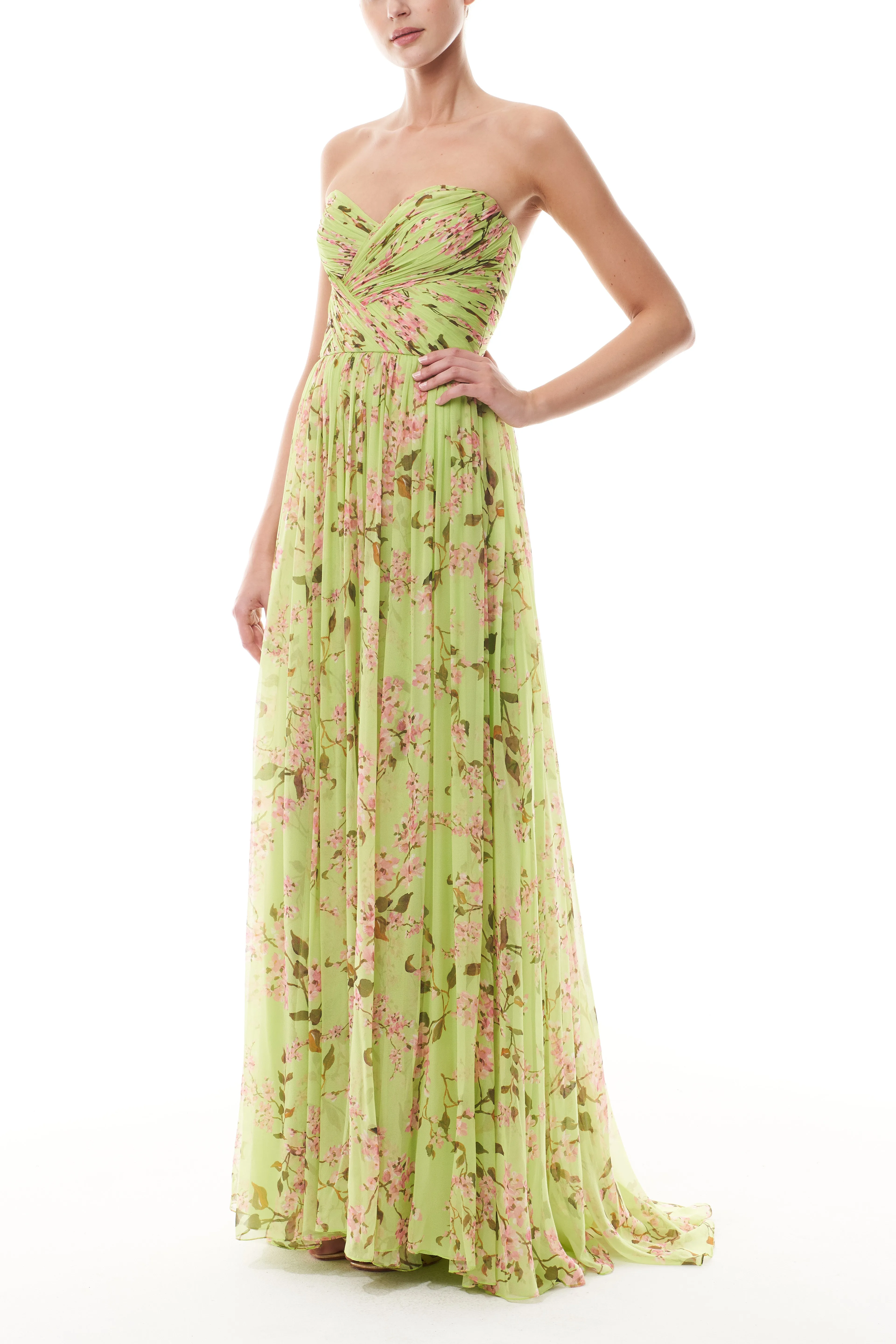 Celadon Floral Sweetheart Gown sold by Monique Lhuillier product image thumbnail 3