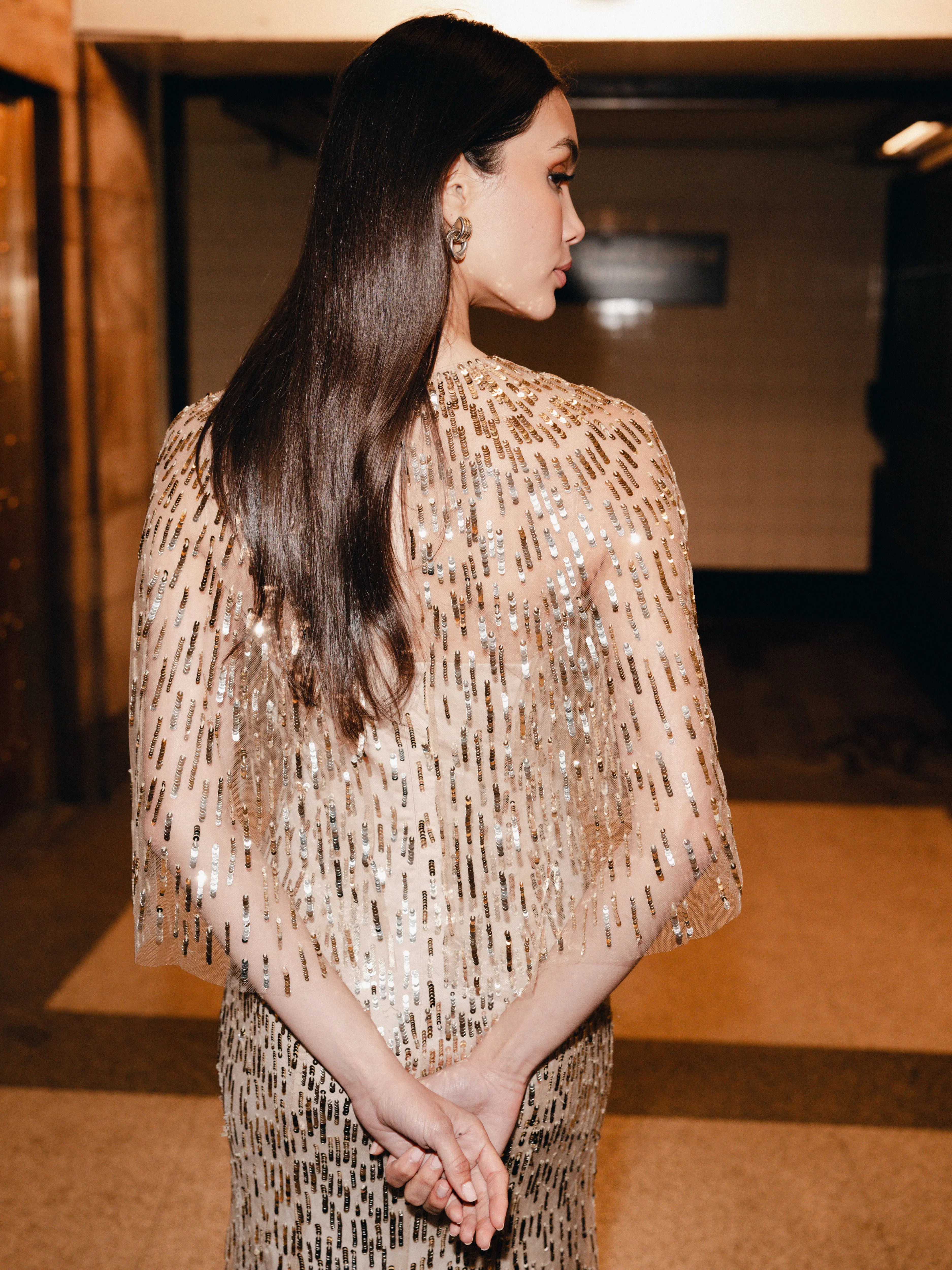 Gold Embroidered Gown With Capelet sold by Monique Lhuillier product image thumbnail 5