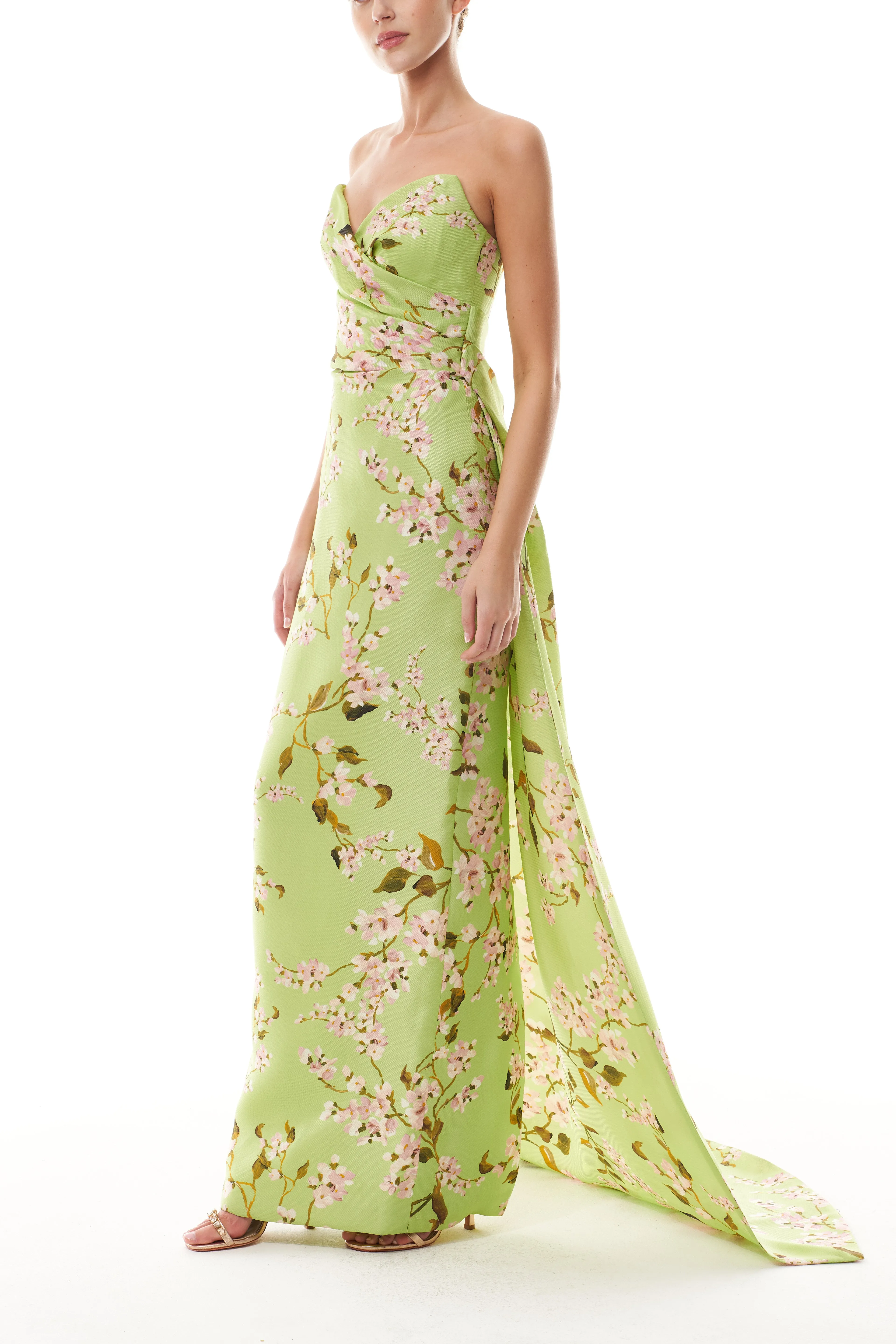Celadon Floral Column Gown sold by Monique Lhuillier product image thumbnail 4