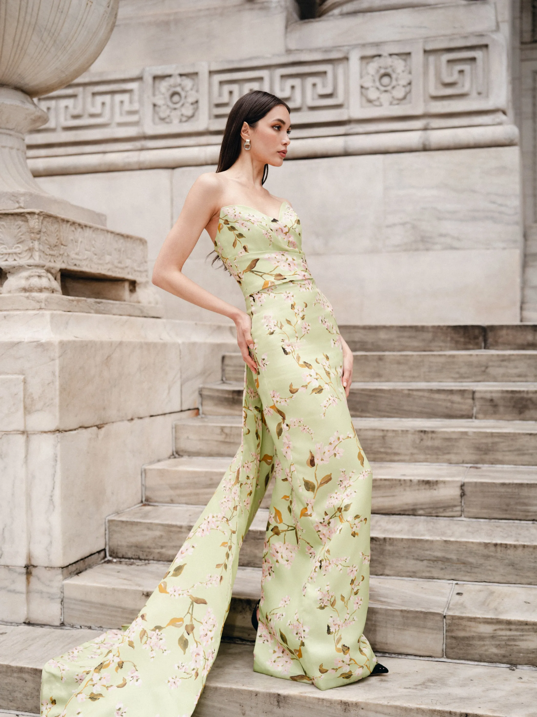 Celadon Floral Column Gown sold by Monique Lhuillier product image thumbnail 2