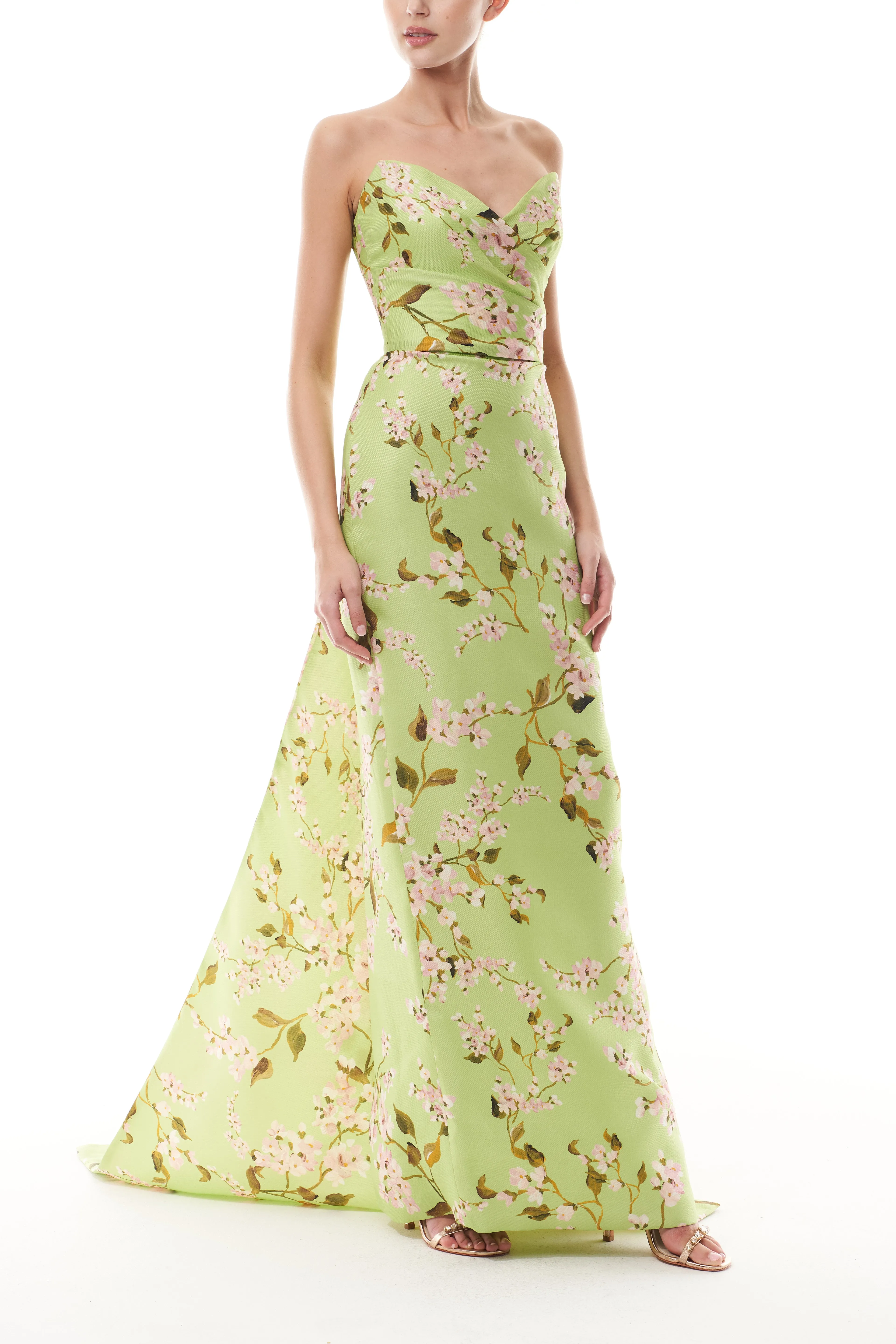 Celadon Floral Column Gown sold by Monique Lhuillier product image thumbnail 5