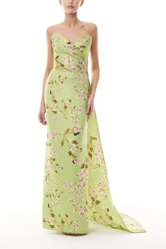 Celadon Floral Column Gown sold by Monique Lhuillier