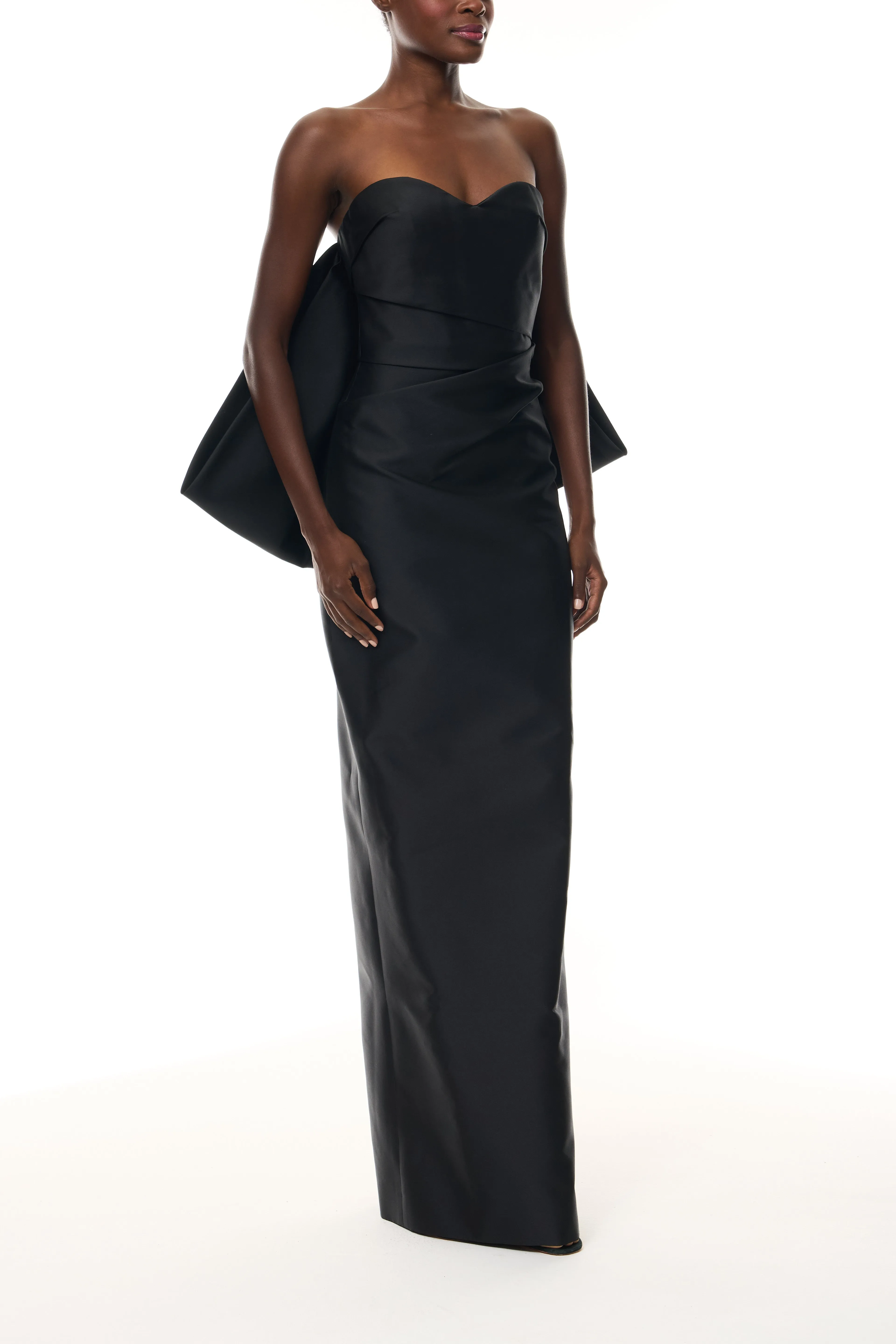 Noir Bow-Draped Column Gown sold by Monique Lhuillier product image thumbnail 5