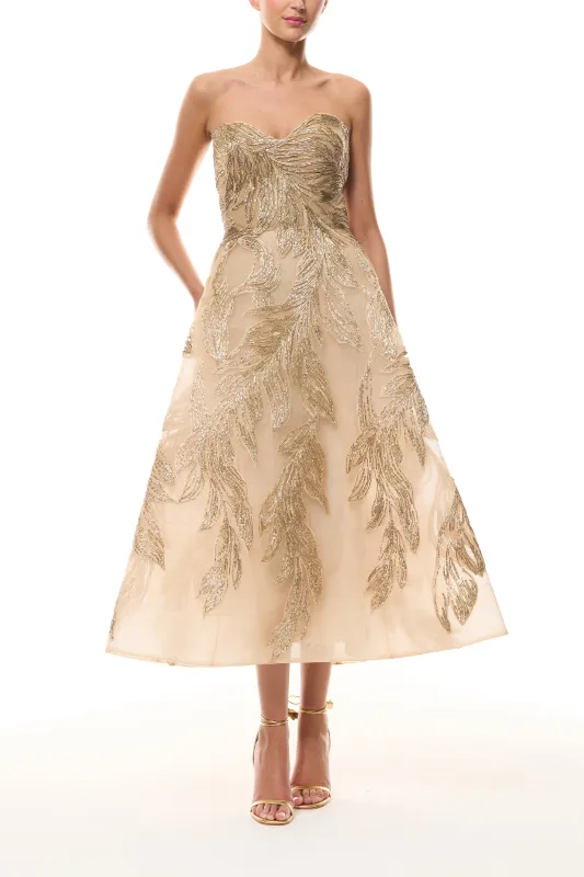 Gold Feather Cocktail Dress sold by Monique Lhuillier
