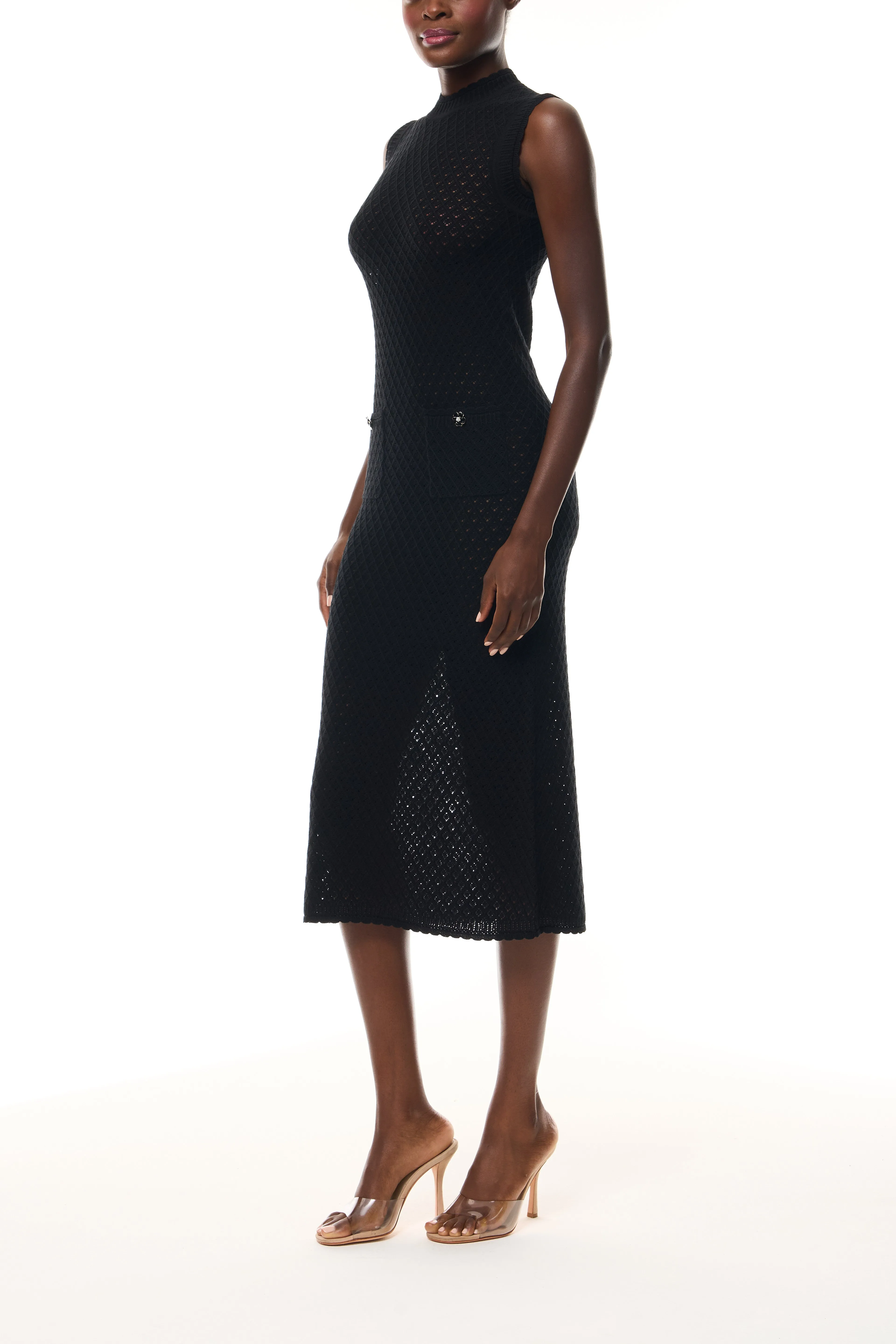 Noir Lace Knit Shift Dress sold by Monique Lhuillier product image thumbnail 3