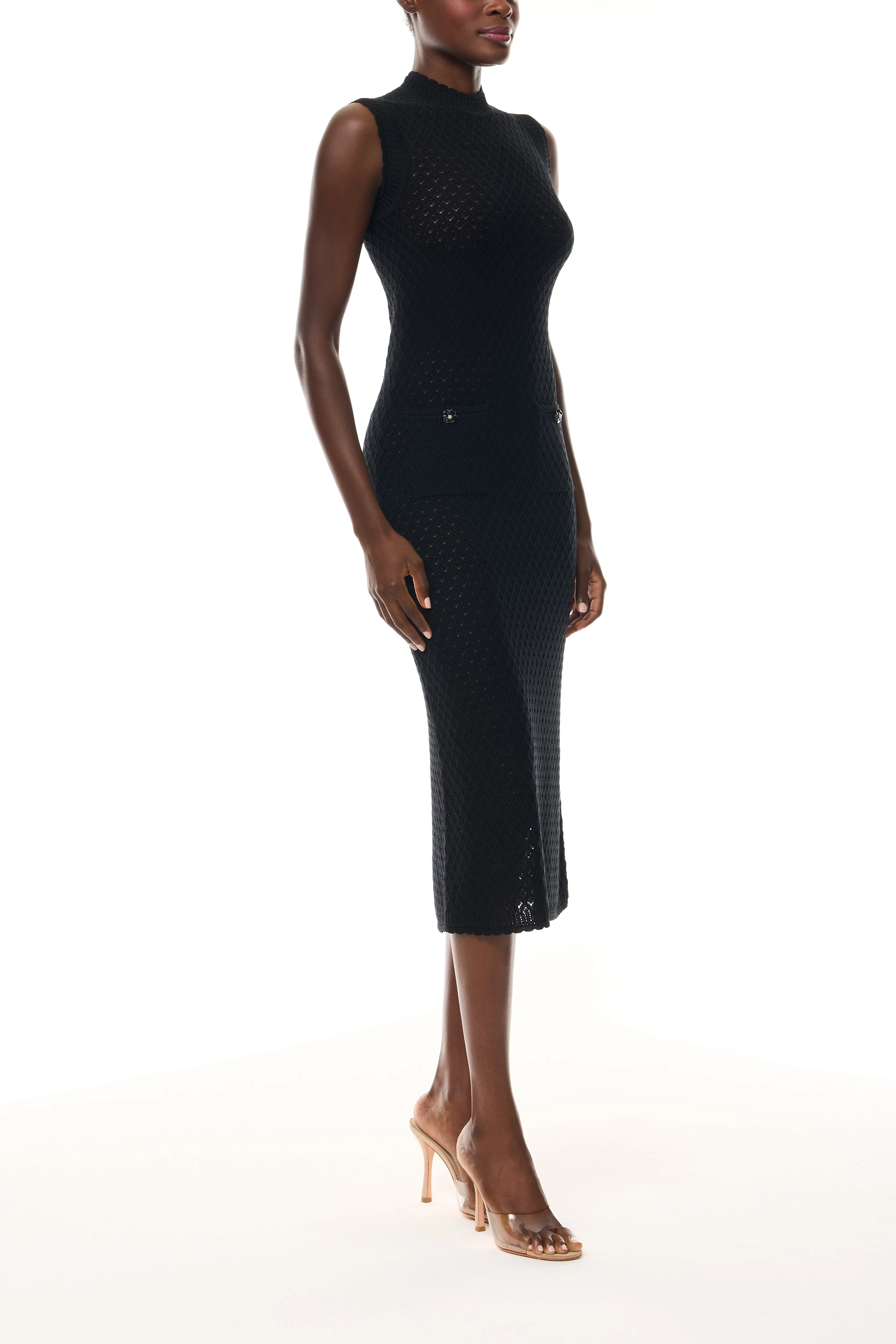Noir Lace Knit Shift Dress sold by Monique Lhuillier product image thumbnail 4
