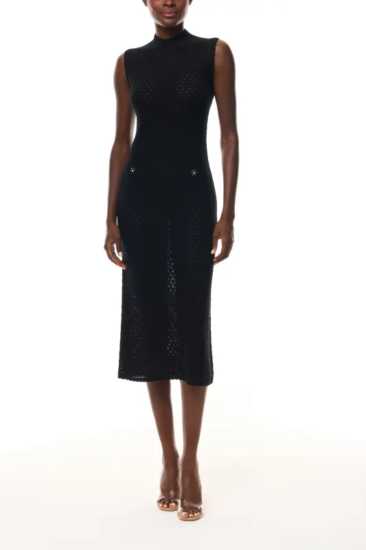 Noir Lace Knit Shift Dress sold by Monique Lhuillier