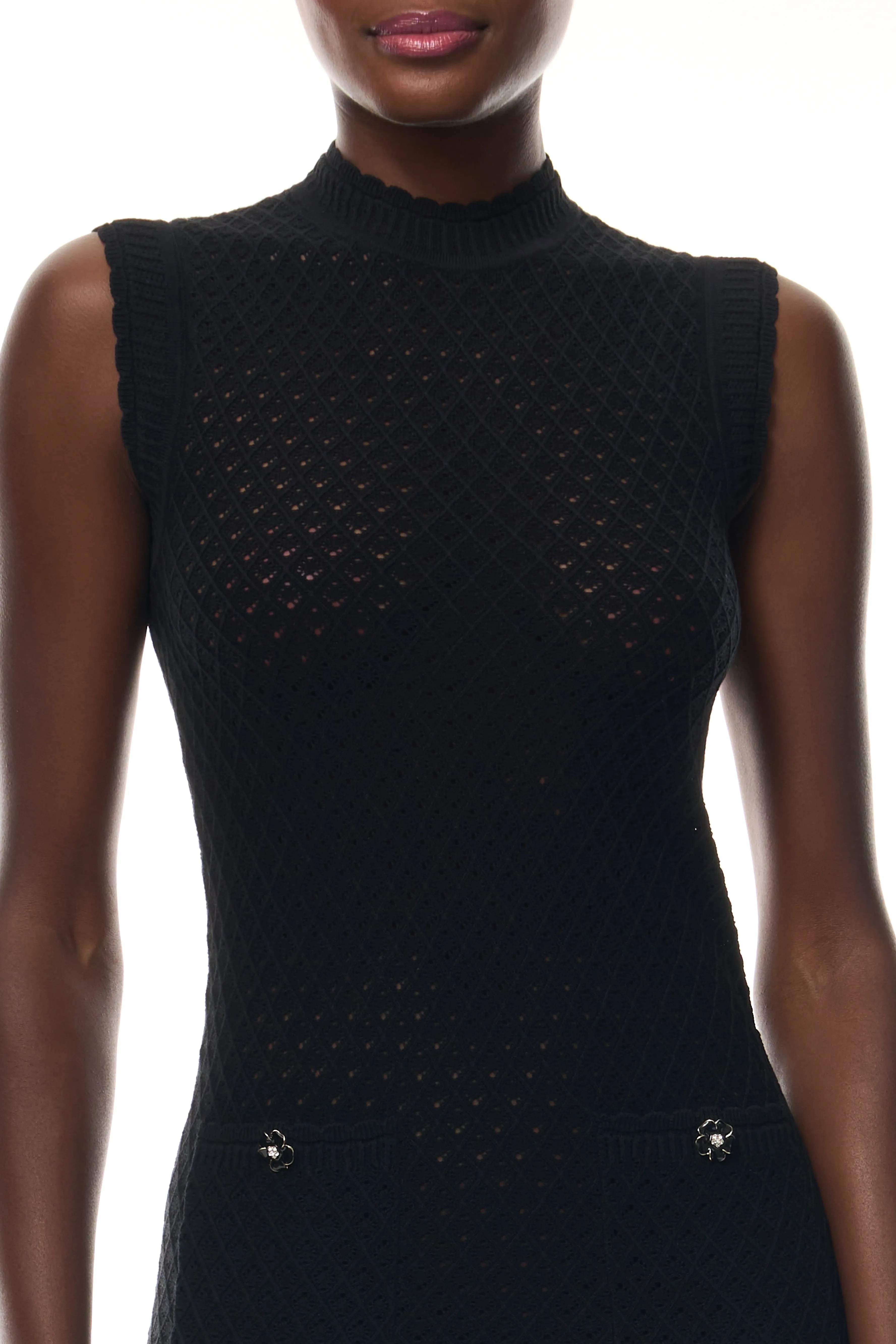 Noir Lace Knit Shift Dress sold by Monique Lhuillier product image thumbnail 2