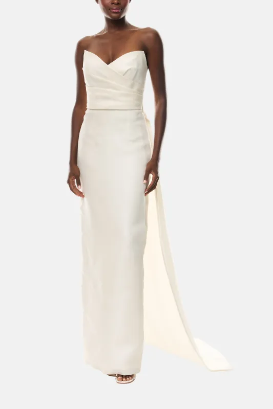 Ivory Draped Column Gown sold by Monique Lhuillier