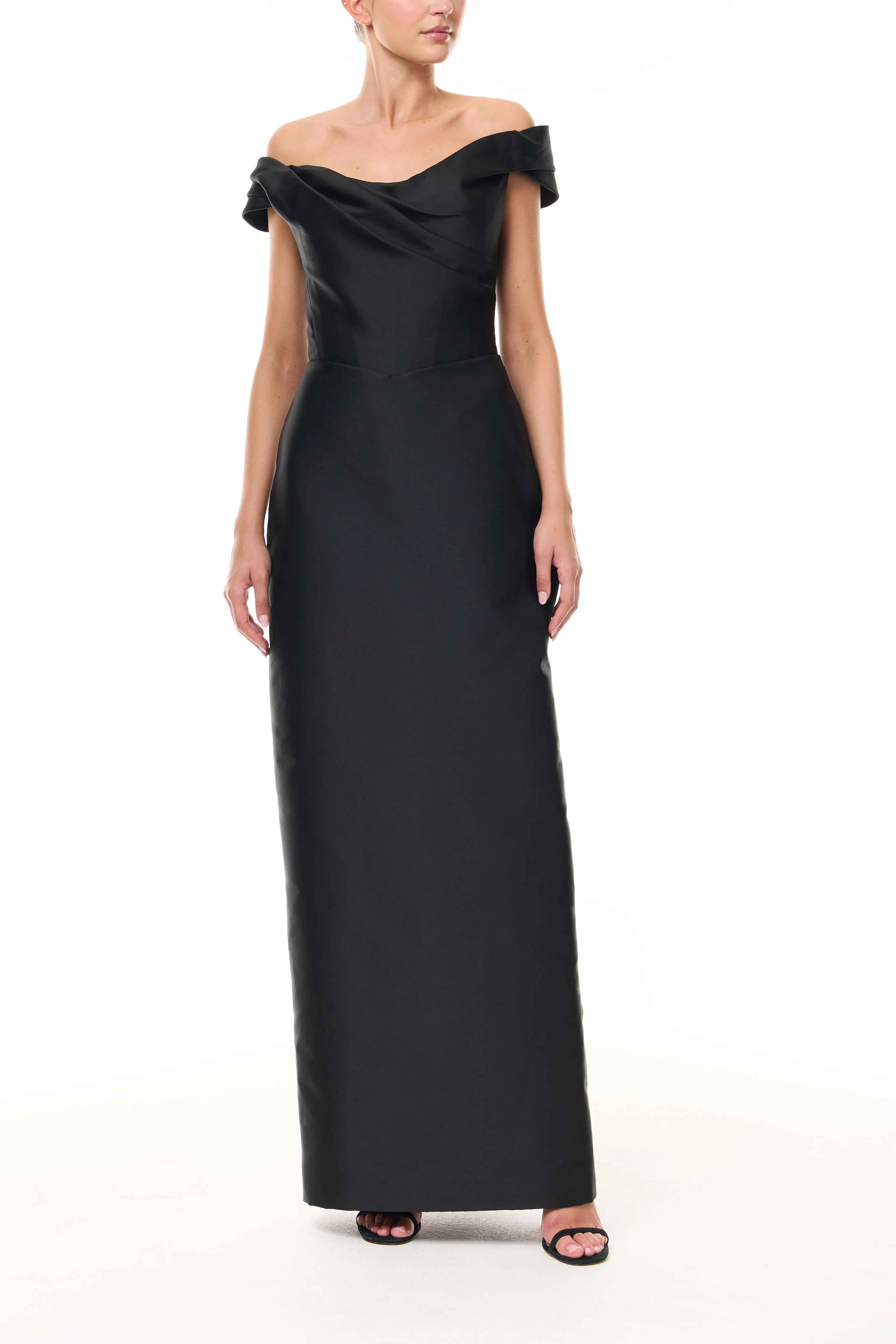Noir Off-The-Shoulder Column Gown sold by Monique Lhuillier