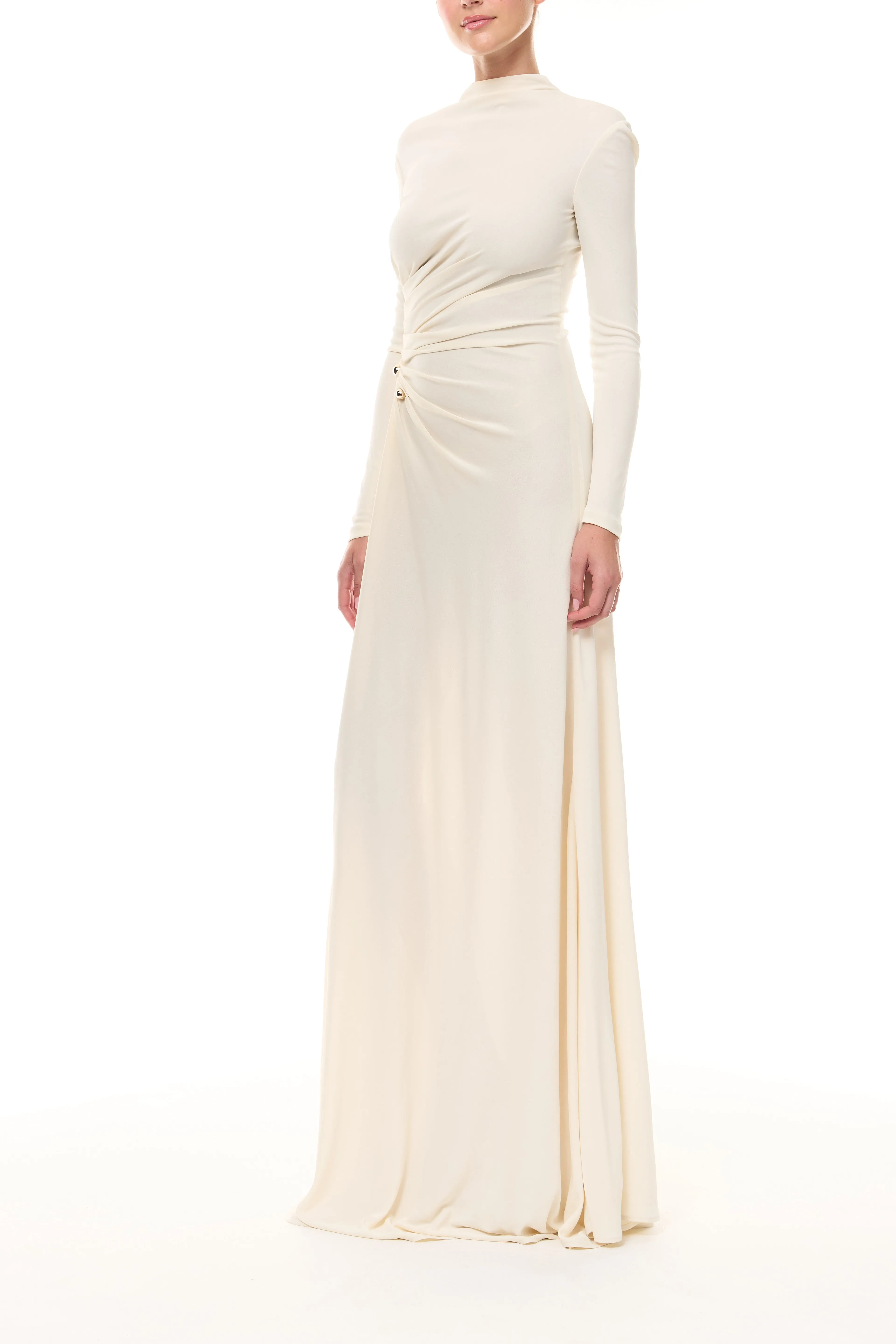 Ivory Long Sleeve Draped Gown sold by Monique Lhuillier product image thumbnail 4