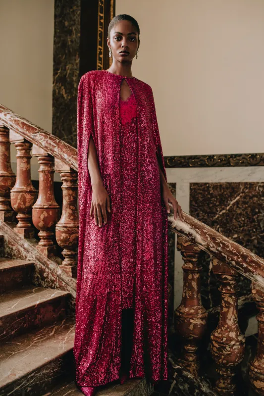 Sequin Evening Cape & Midi Dress Set sold by Monique Lhuillier