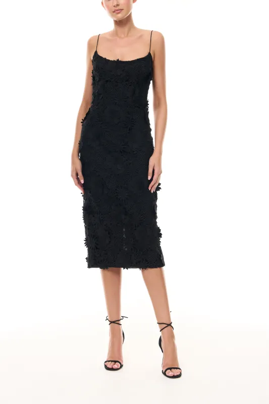 Noir Lace Fitted Dress sold by Monique Lhuillier