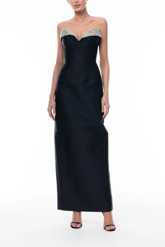 Crystal Lapel Column Gown sold by Monique Lhuillier