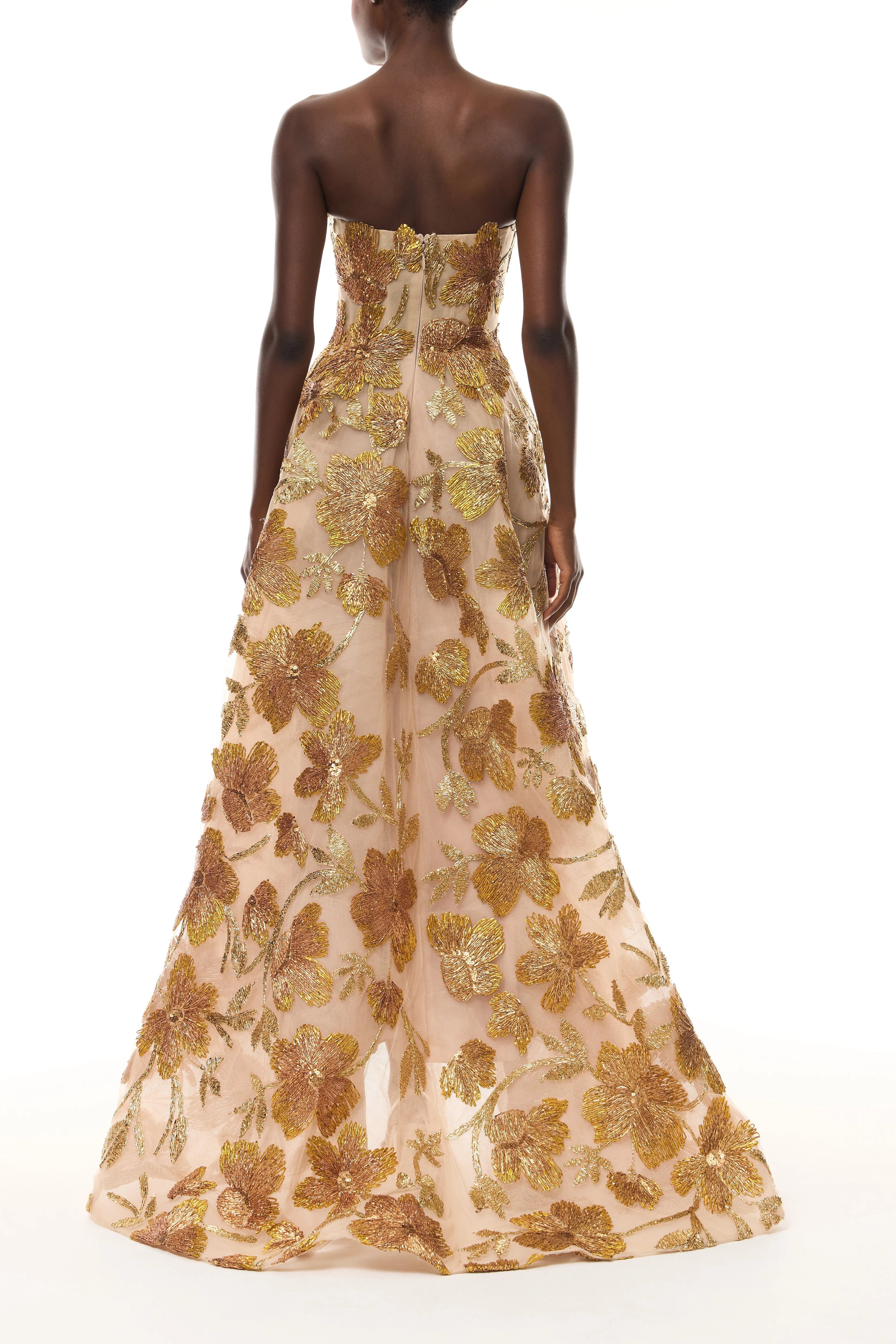 Metallic Raffia Floral High-Low Gown sold by Monique Lhuillier product image thumbnail 5
