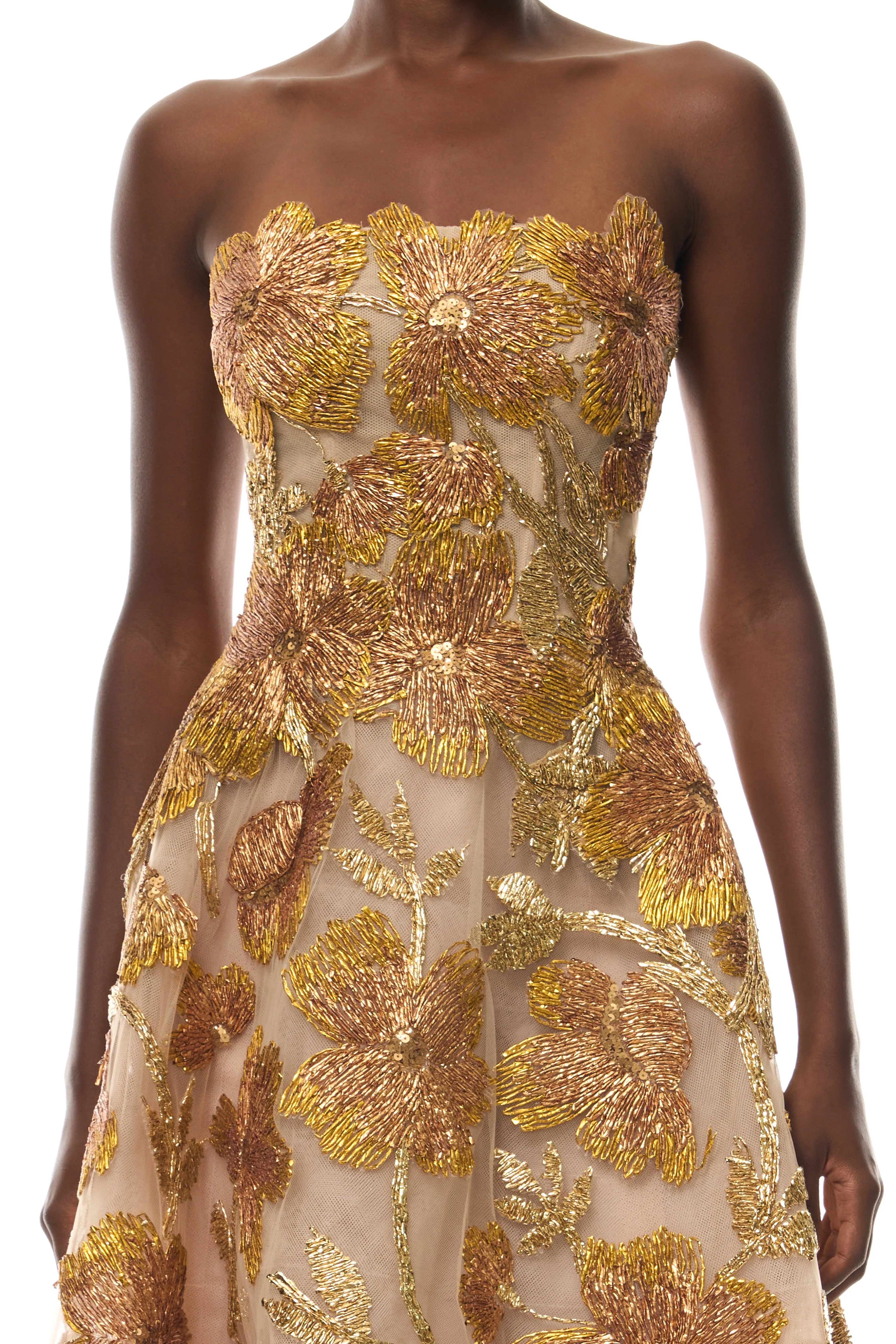Metallic Raffia Floral High-Low Gown sold by Monique Lhuillier product image thumbnail 2