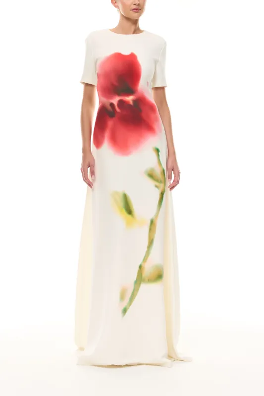 Watercolor Floral Crepe Gown made by Monique Lhuillier