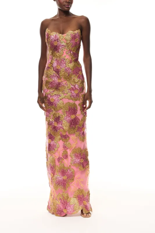Plumeria Metallic Raffia Gown made by Monique Lhuillier
