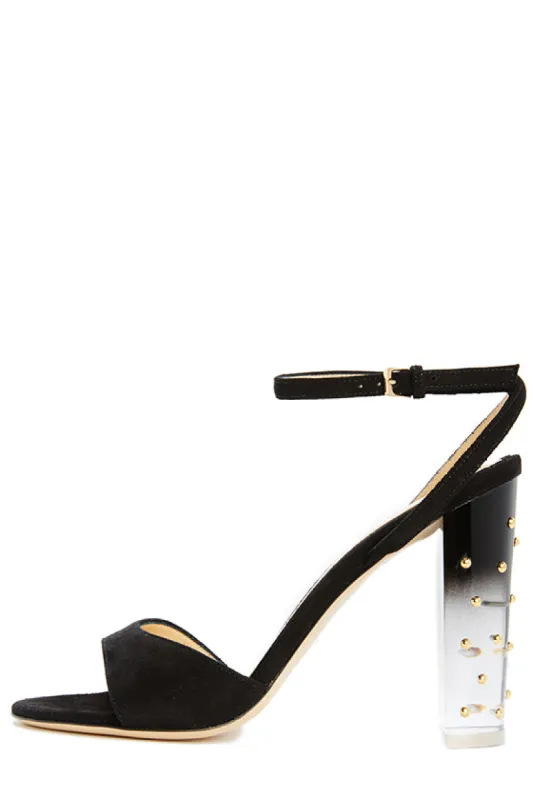 Harper Suede Studded Lucite Heel sold by Monique Lhuillier