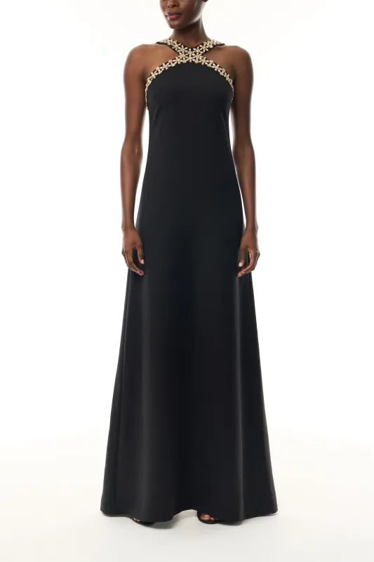 Noir Crystal Cut-Away Gown made by Monique Lhuillier