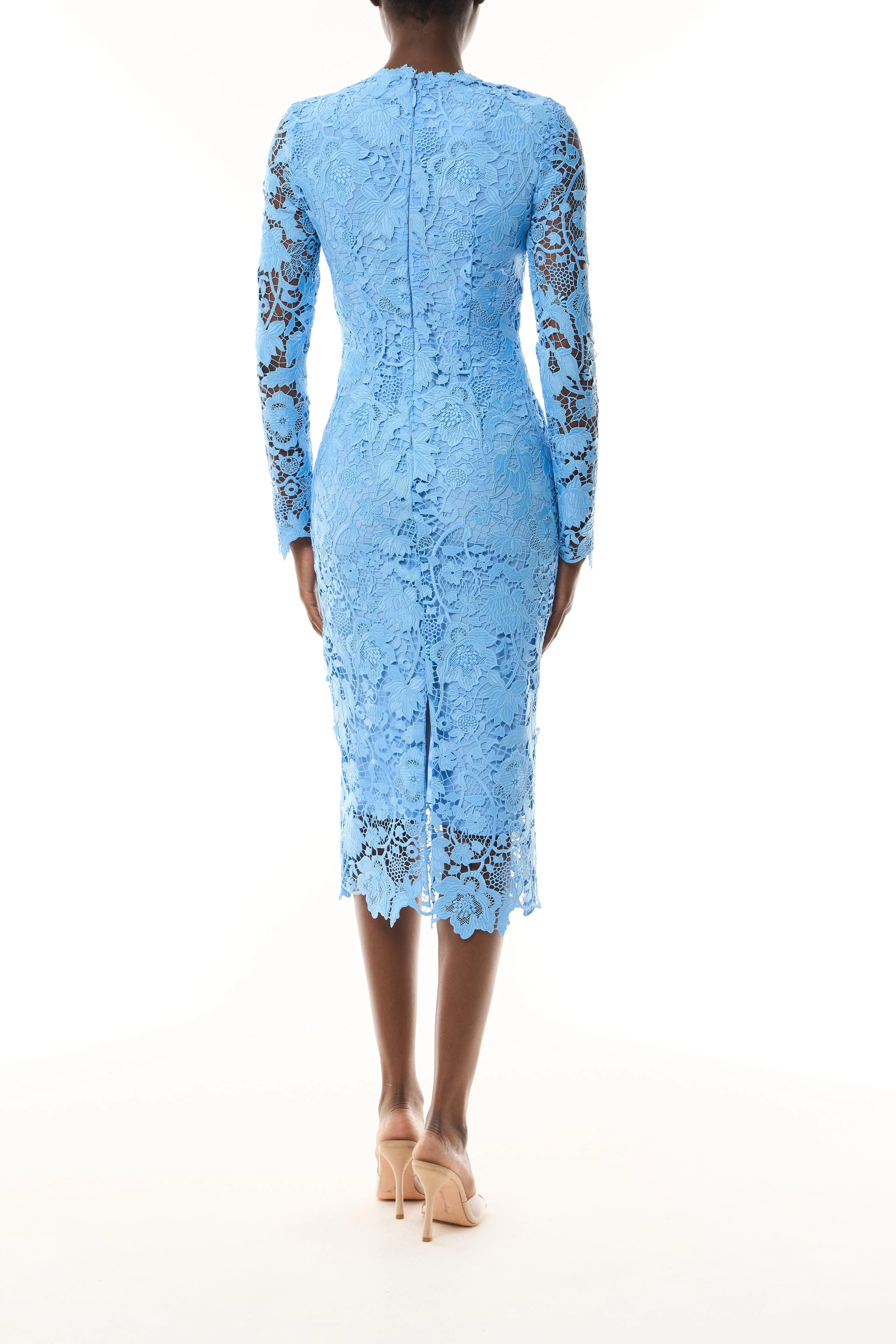 Bluebelle Lace Long Sleeve Dress sold by Monique Lhuillier product image thumbnail 4
