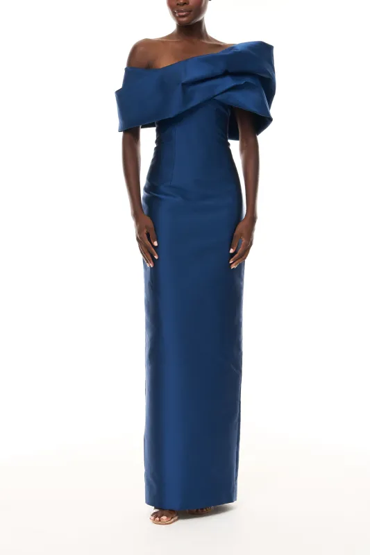 Asymmetric Draped Column Gown made by Monique Lhuillier